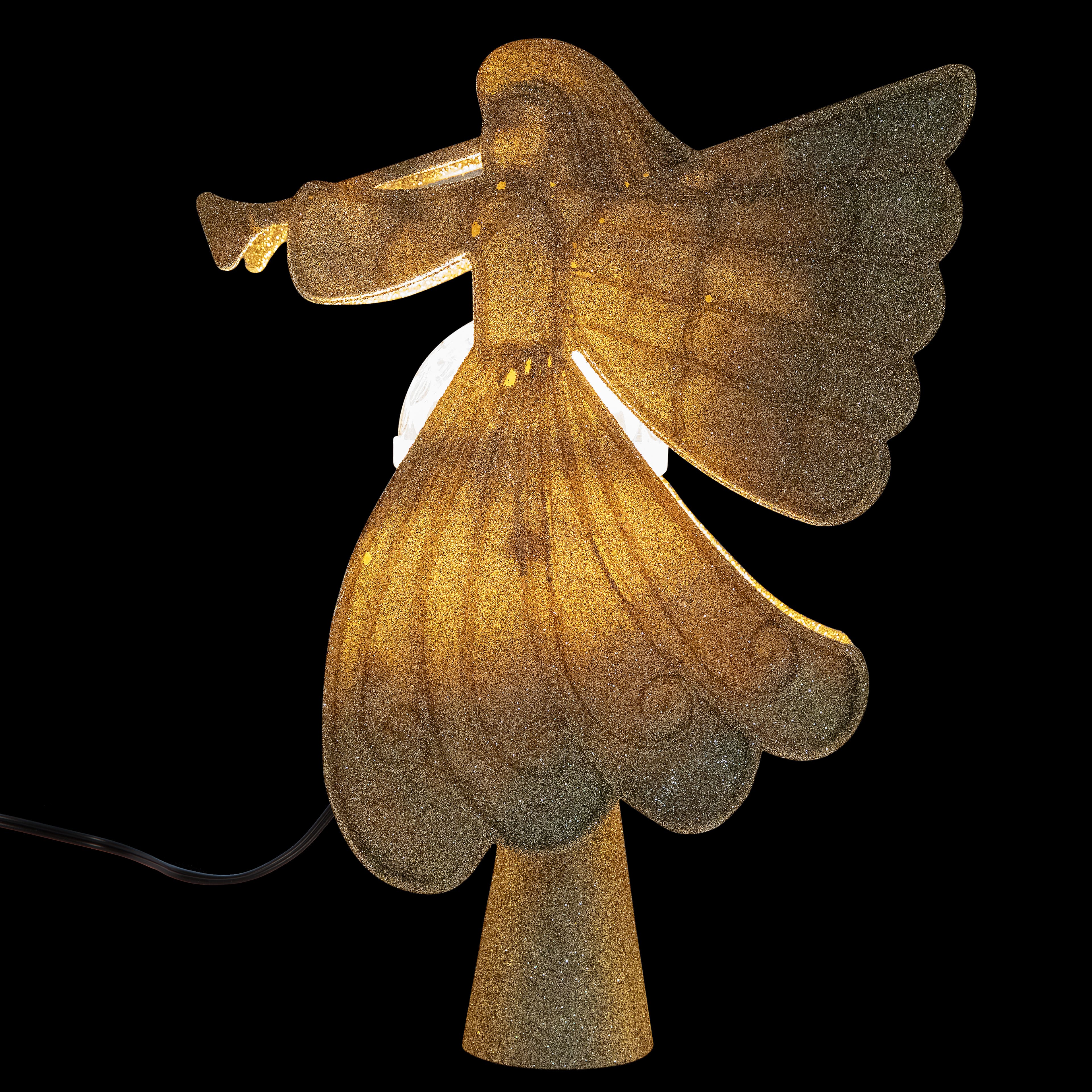 10.5&#x22; Gold Glitter Angel LED Projector Tree Topper by Ashland&#xAE;