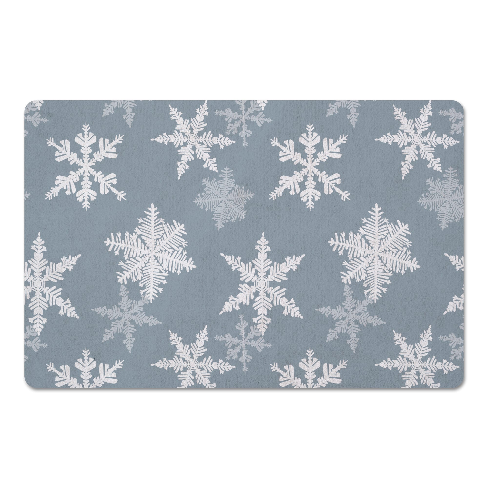 Blue Snowflake Pattern 27" x 18" Floor Mat