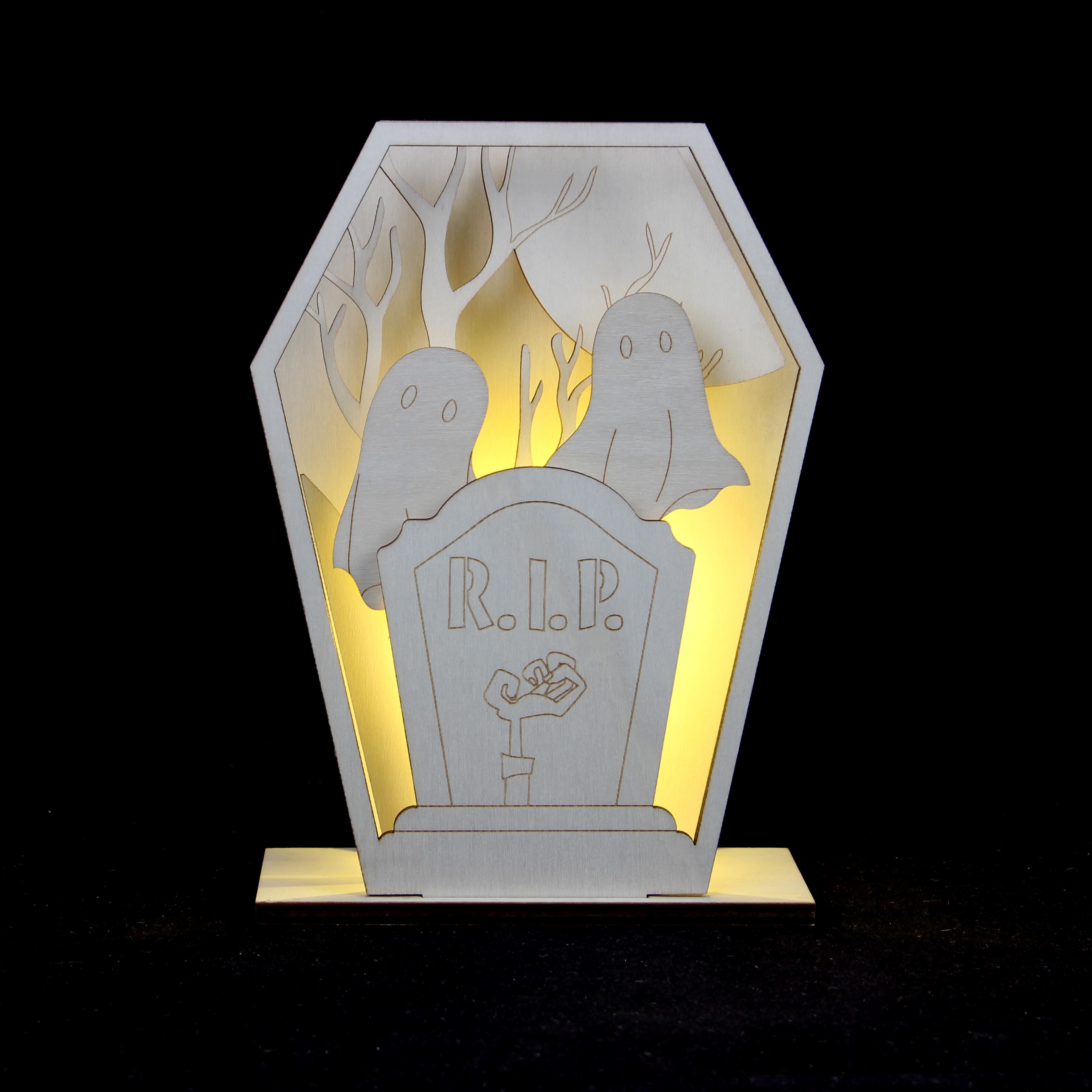8.25&#x22; Layered Coffin DIY LED Plywood D&#xE9;cor by Make Market&#xAE;