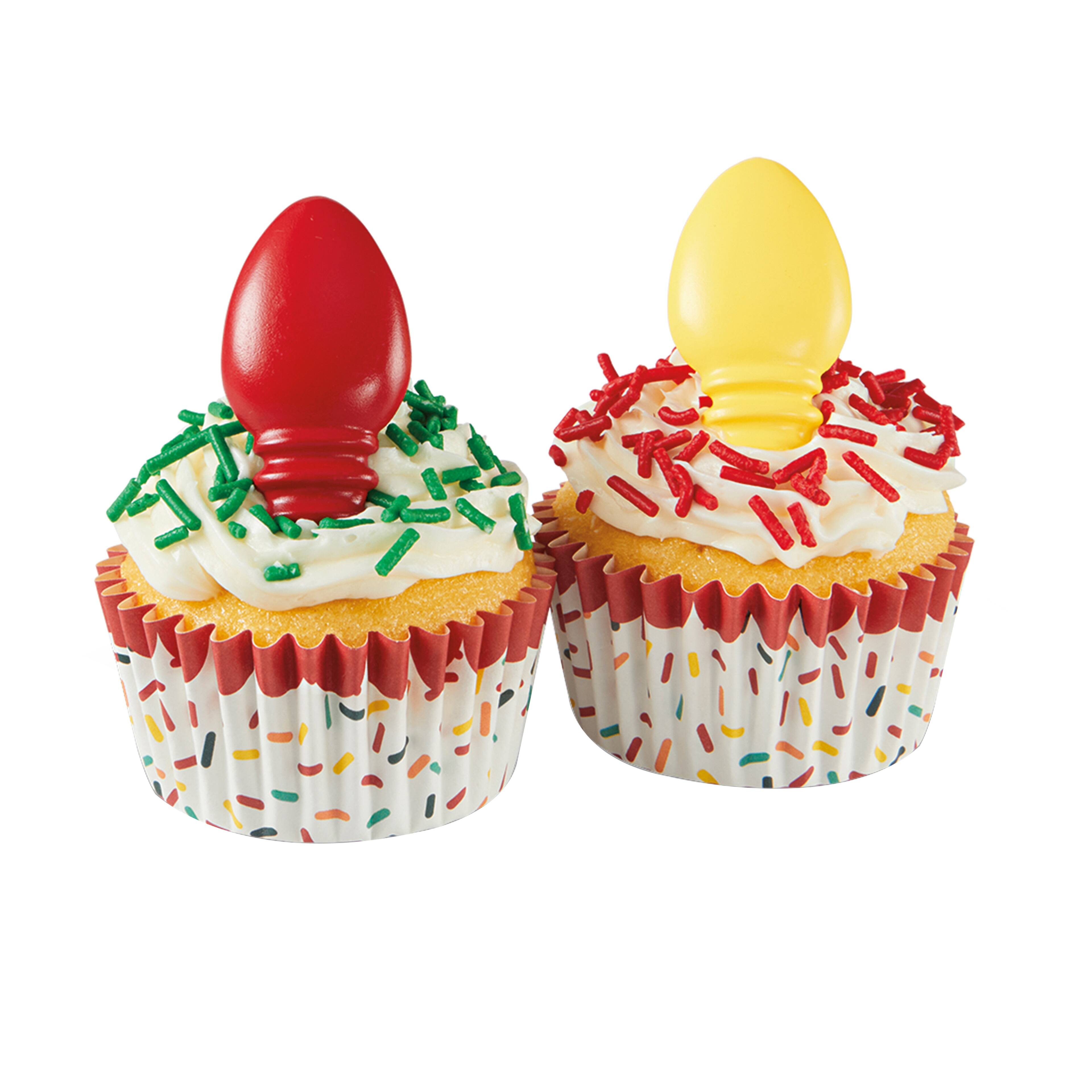 Bagues d&#xE9;coratives pour petits g&#xE2;teaux &#xE0; motif d&#x2019;ampoule de No&#xEB;l, 12 unit&#xE9;s de Celebrate It