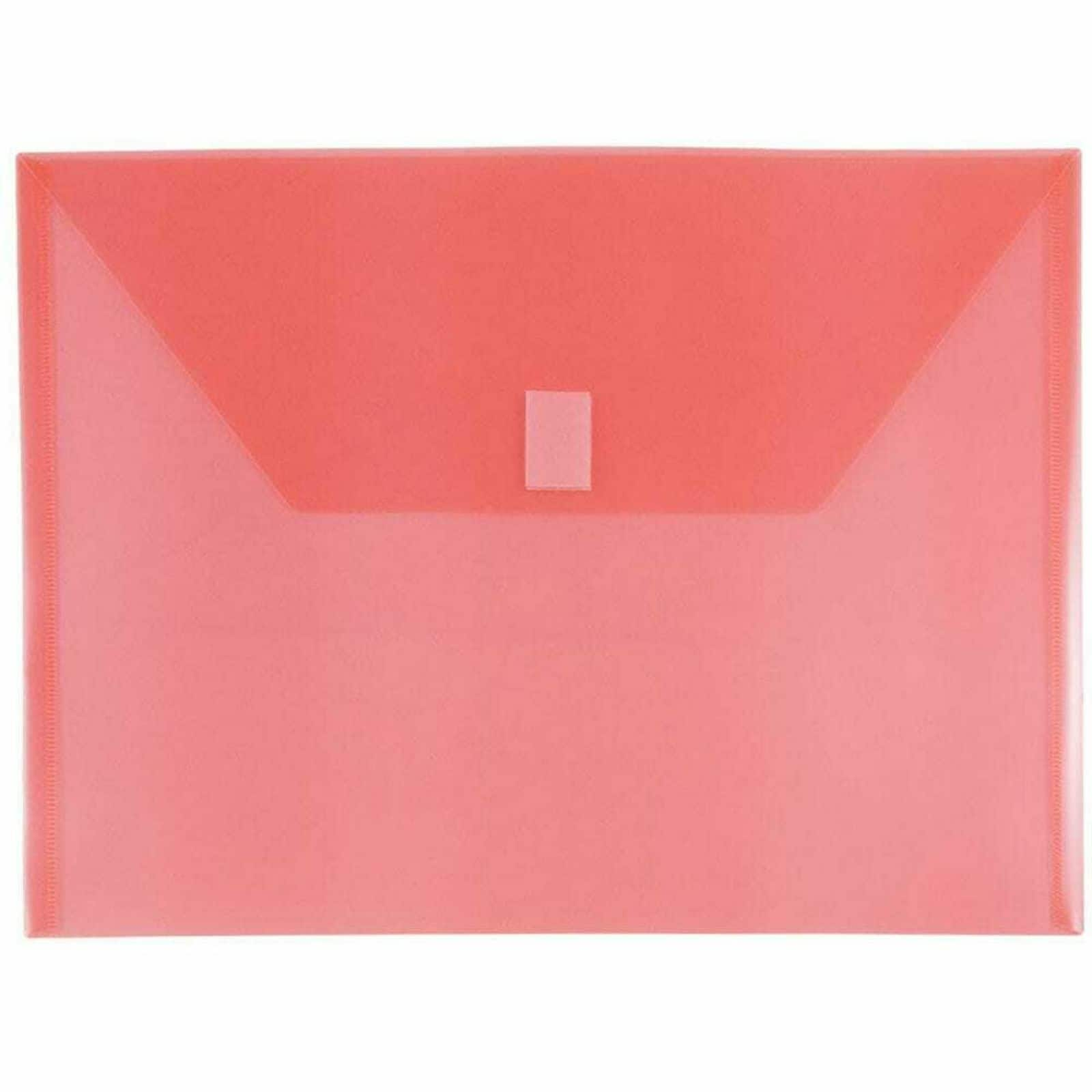 JAM Paper Booklet Plastic Envelopes with Hook & Loop Closure, 24ct.