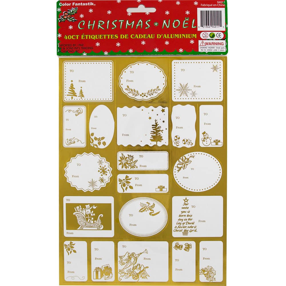 JAM Paper Gold Foil Christmas Gift Tag Stickers