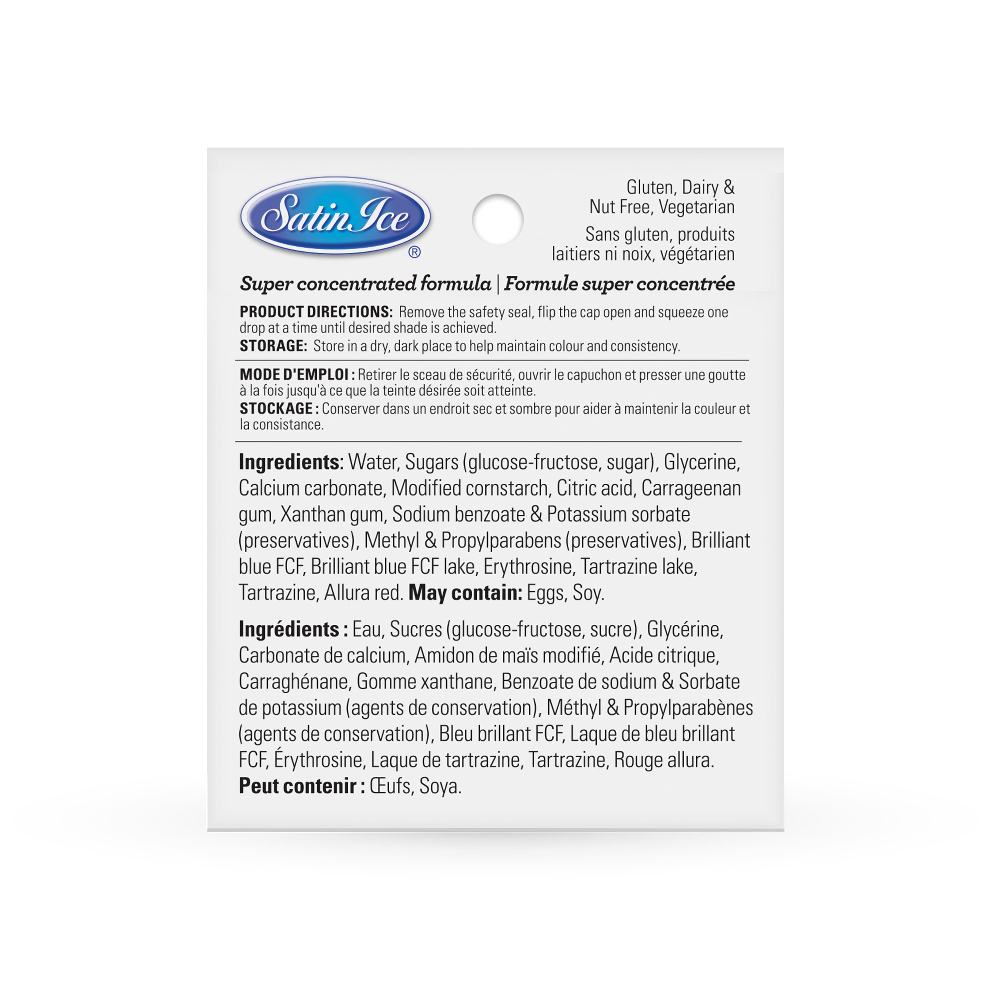 Colorant alimentaire en gel de couleur pastel Satin Ice, 5 unités