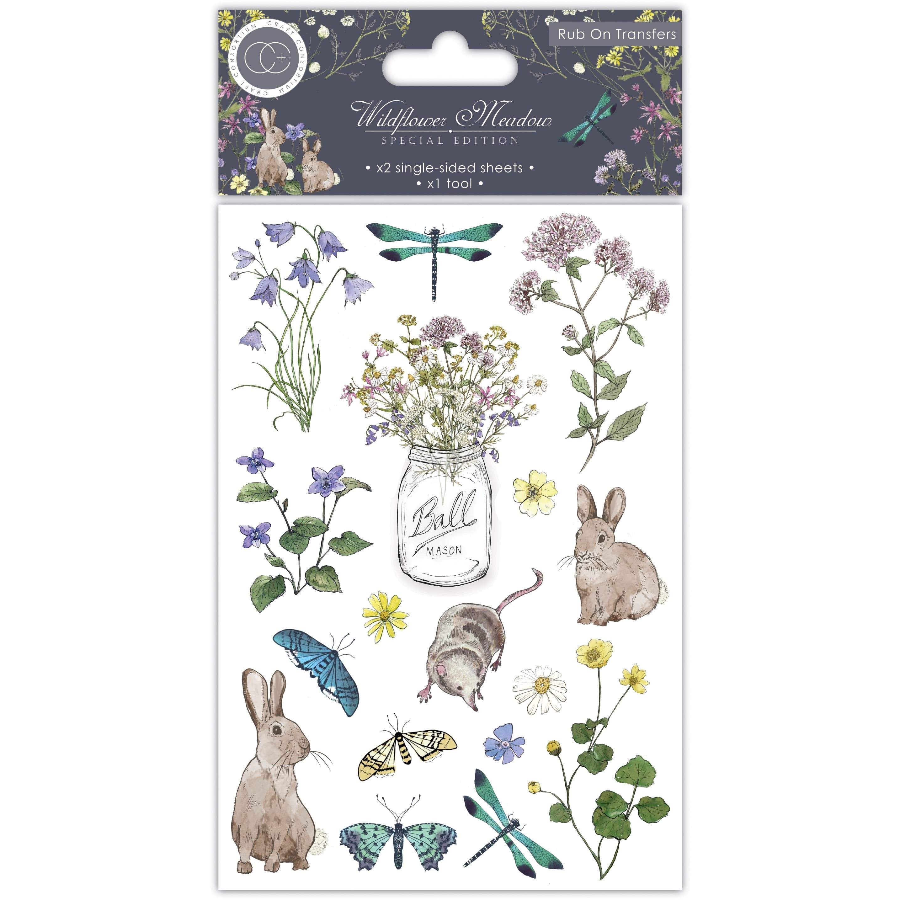 Craft Consortium Wildflower Meadow Rub-On Transfers