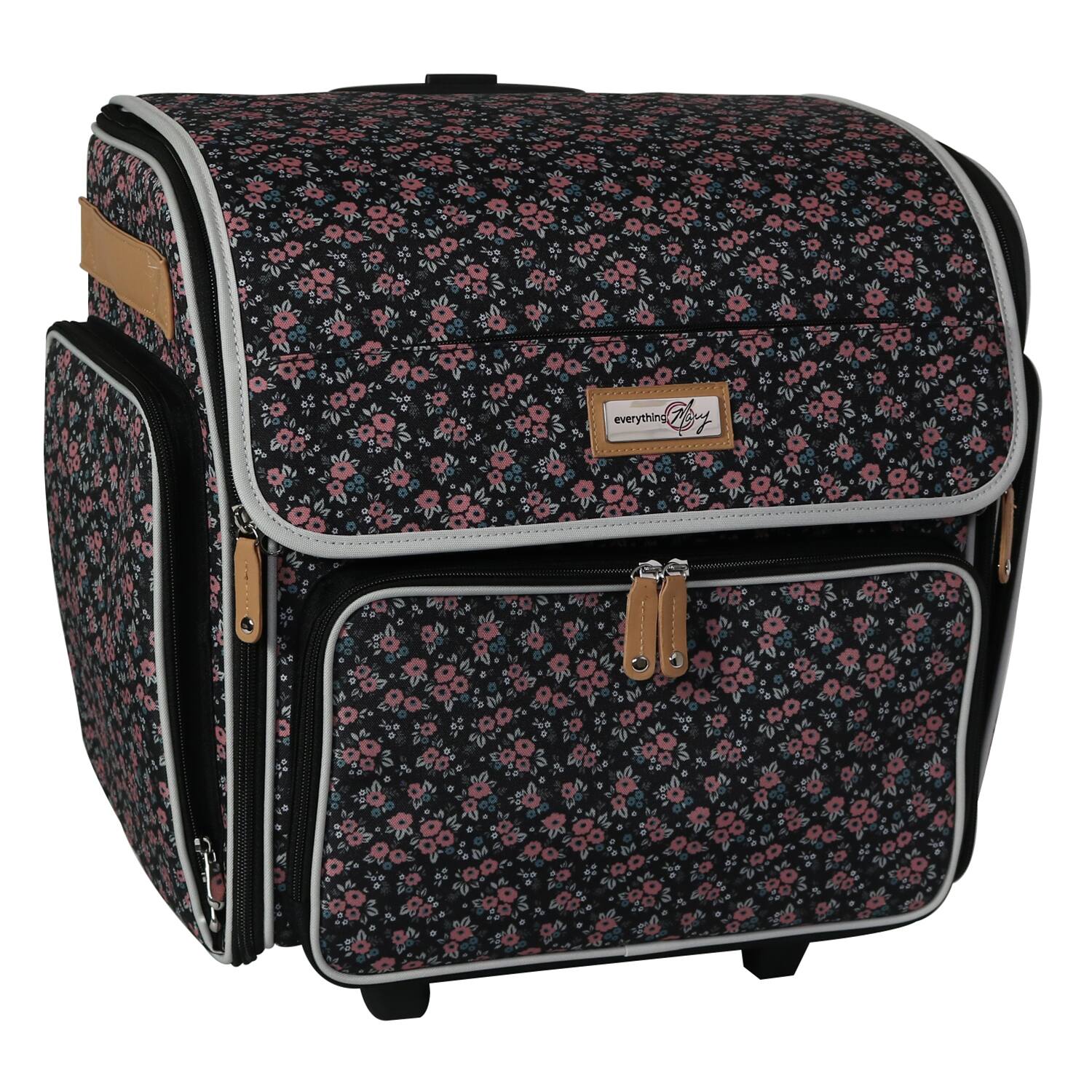 Everything Mary Floral Deluxe Collapsible Rolling Craft Bag