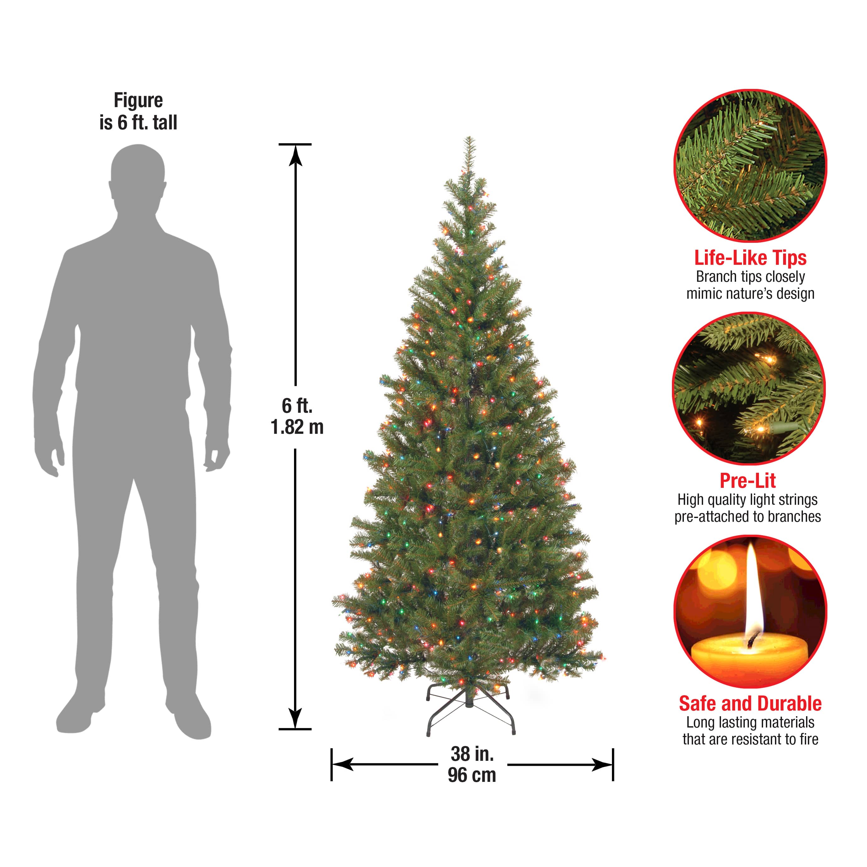 6ft. Pre-Lit Aspen Spruce Artificial Christmas Tree, Multicolor Lights