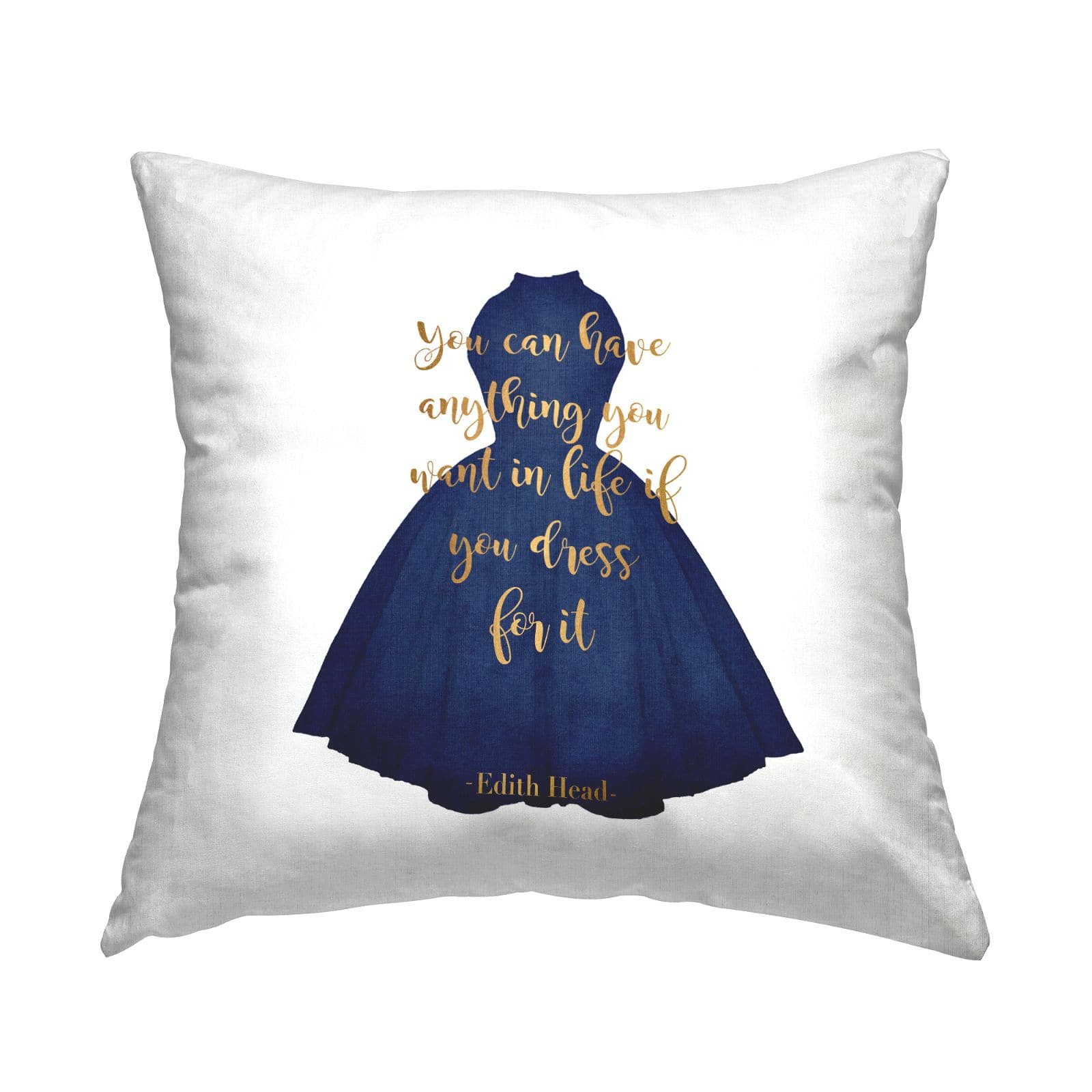 Stupell Industries If You Dress For It Navy Blue Fashion Gown Throw Pillow, 18" x 18"