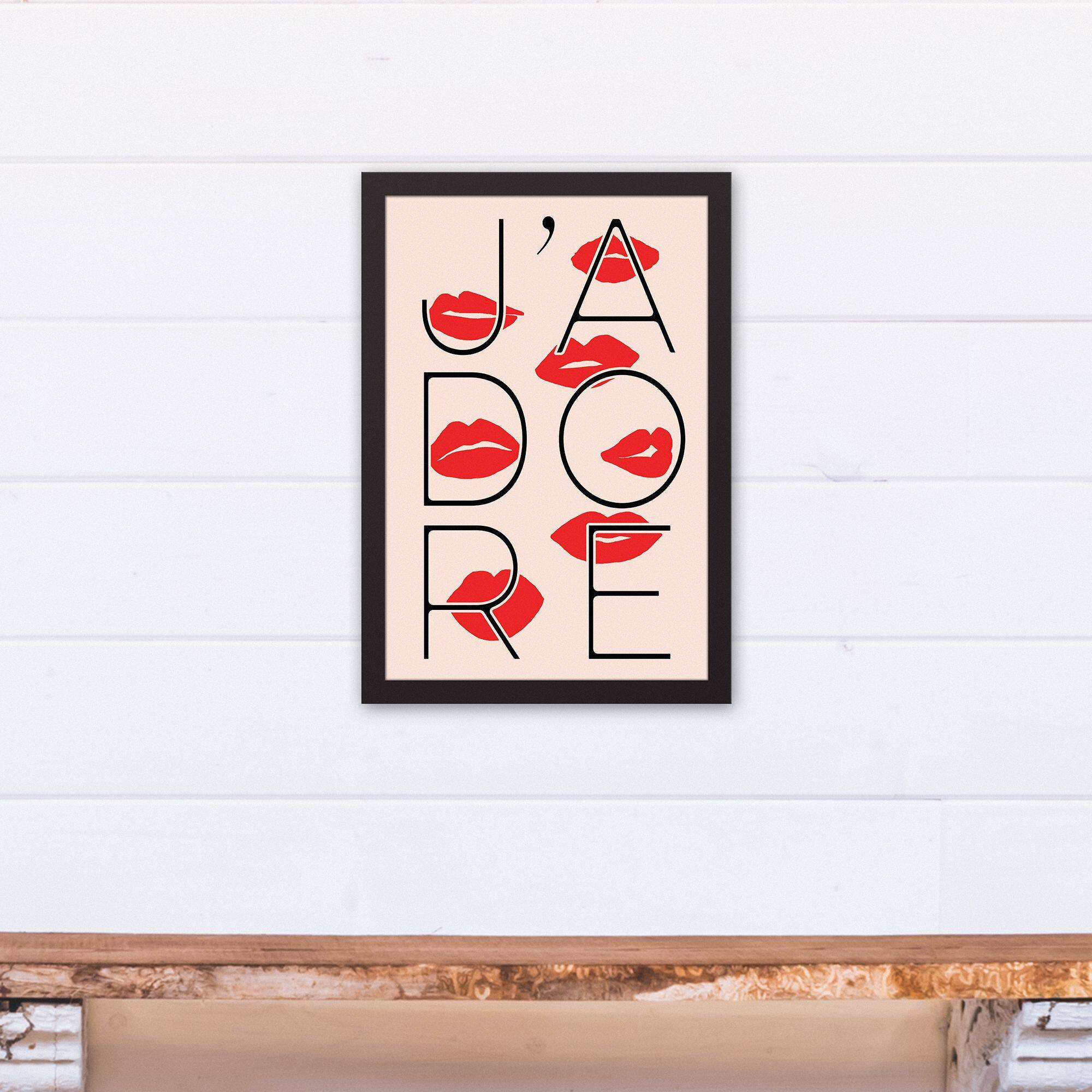 J&#x27;adore Lips Canvas Wall Art in Black Frame