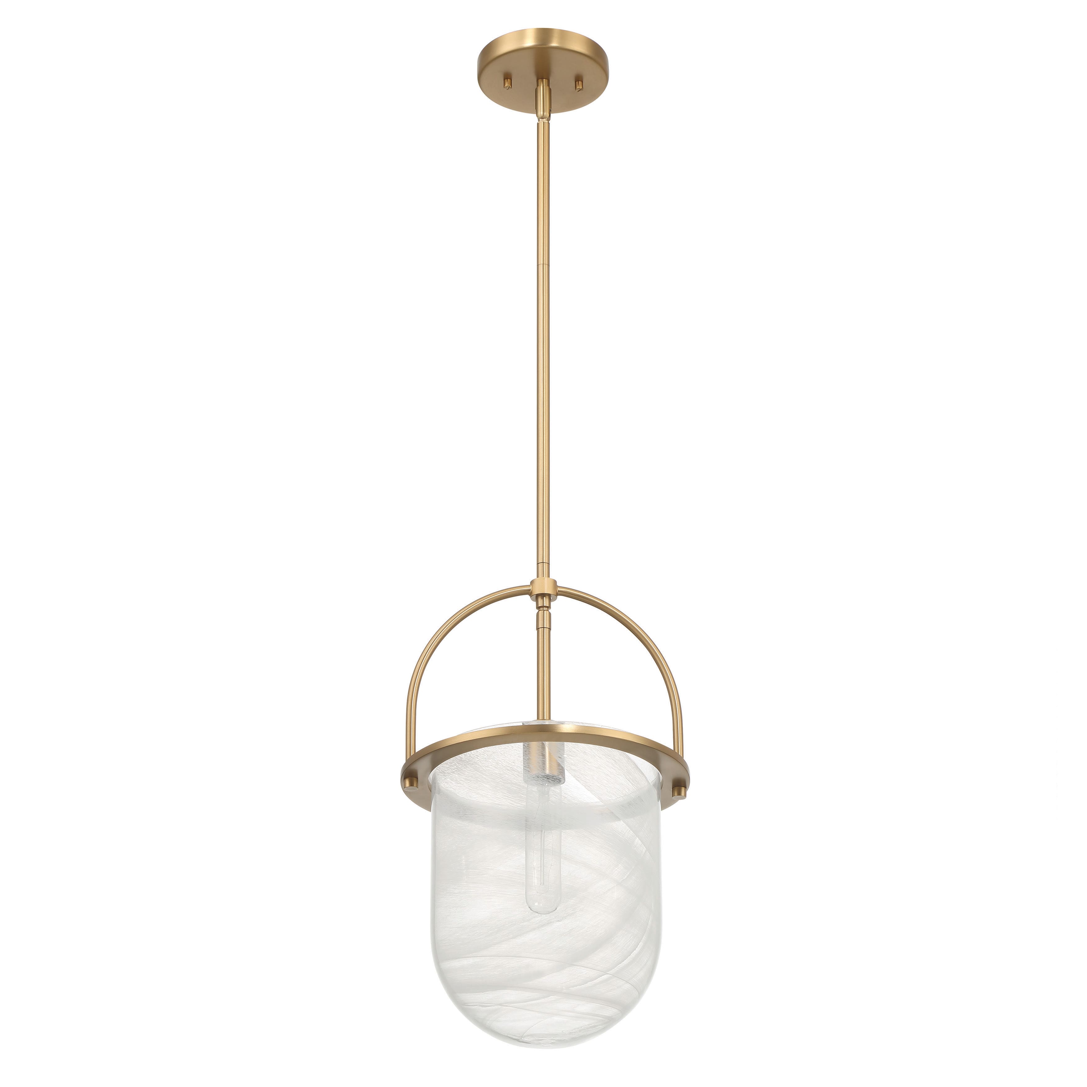 Hello Honey® Beatrice Gold & White Mid-Century Modern Handmade Marbleized Glass & Metal Ceiling Light