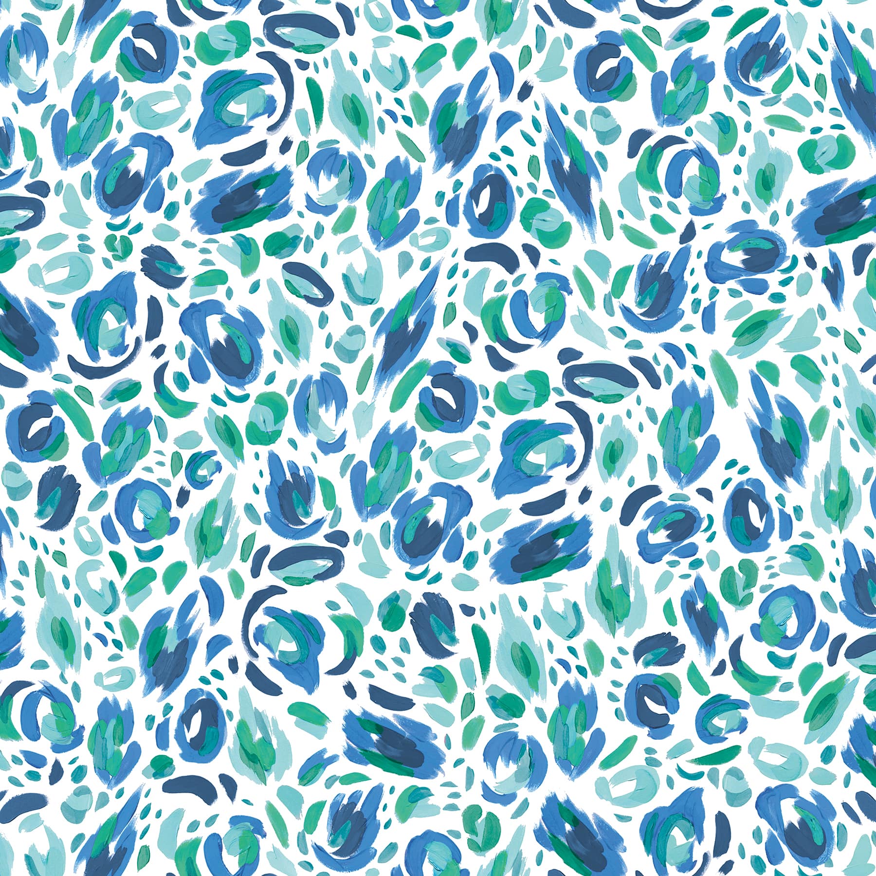 RoomMates Blue & Green Brushstroke Leopard Peel and Stick Wallpaper