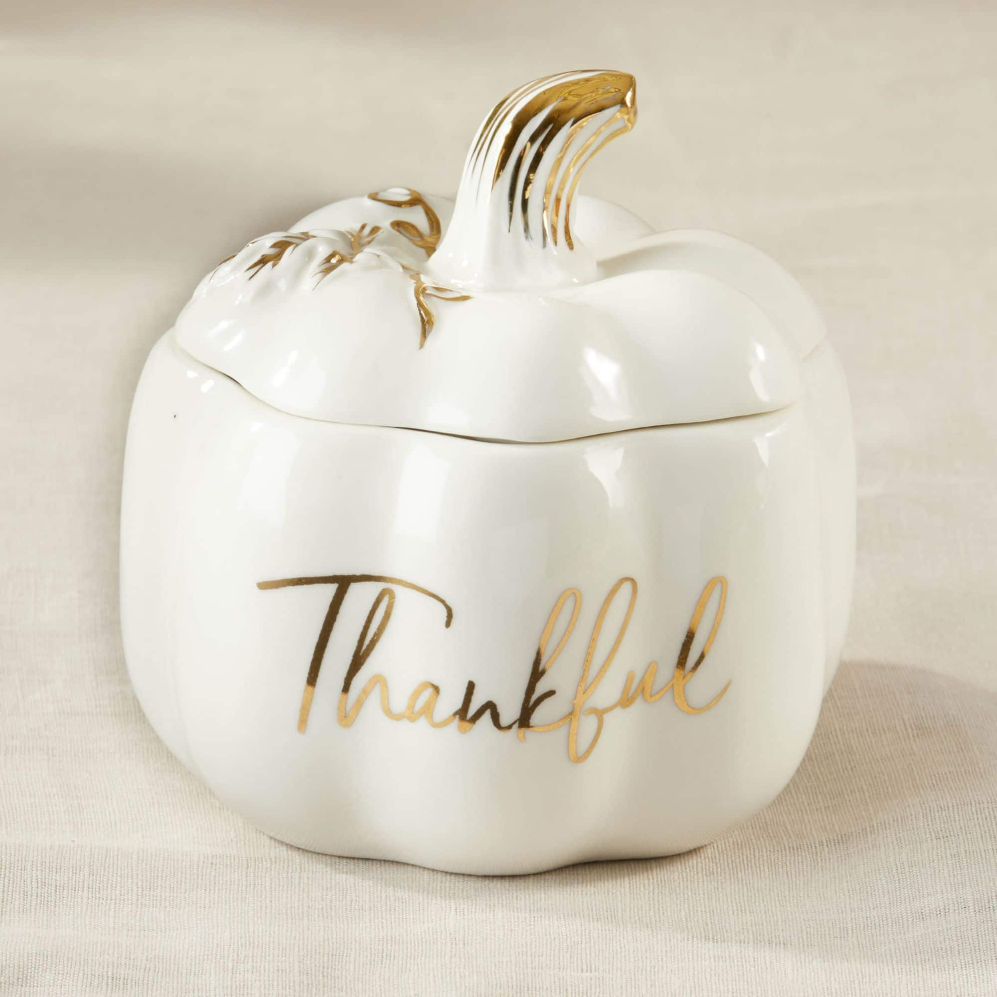 Kate Aspen White Thankful Pumpkin Decorative Bowl