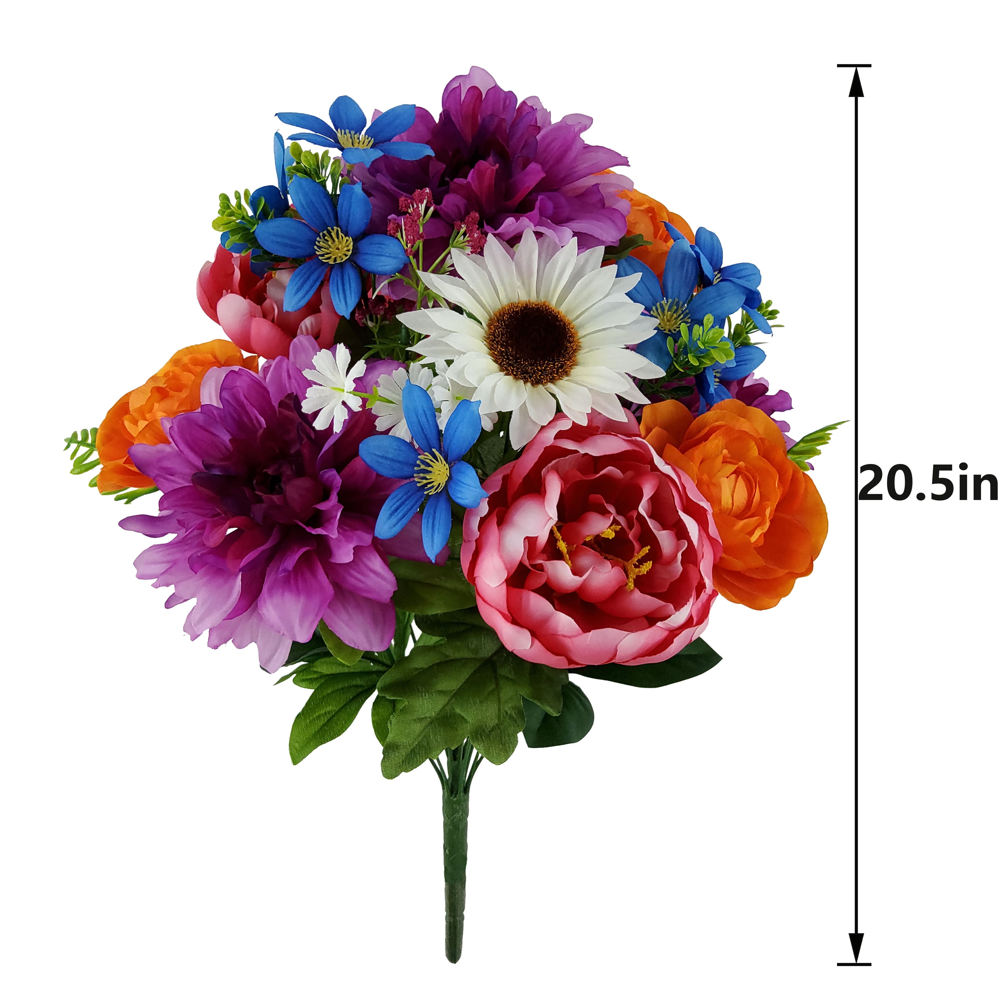 20.5" Purple & Pink Dahlia, Peony & Sunflower Bush by Ashland®