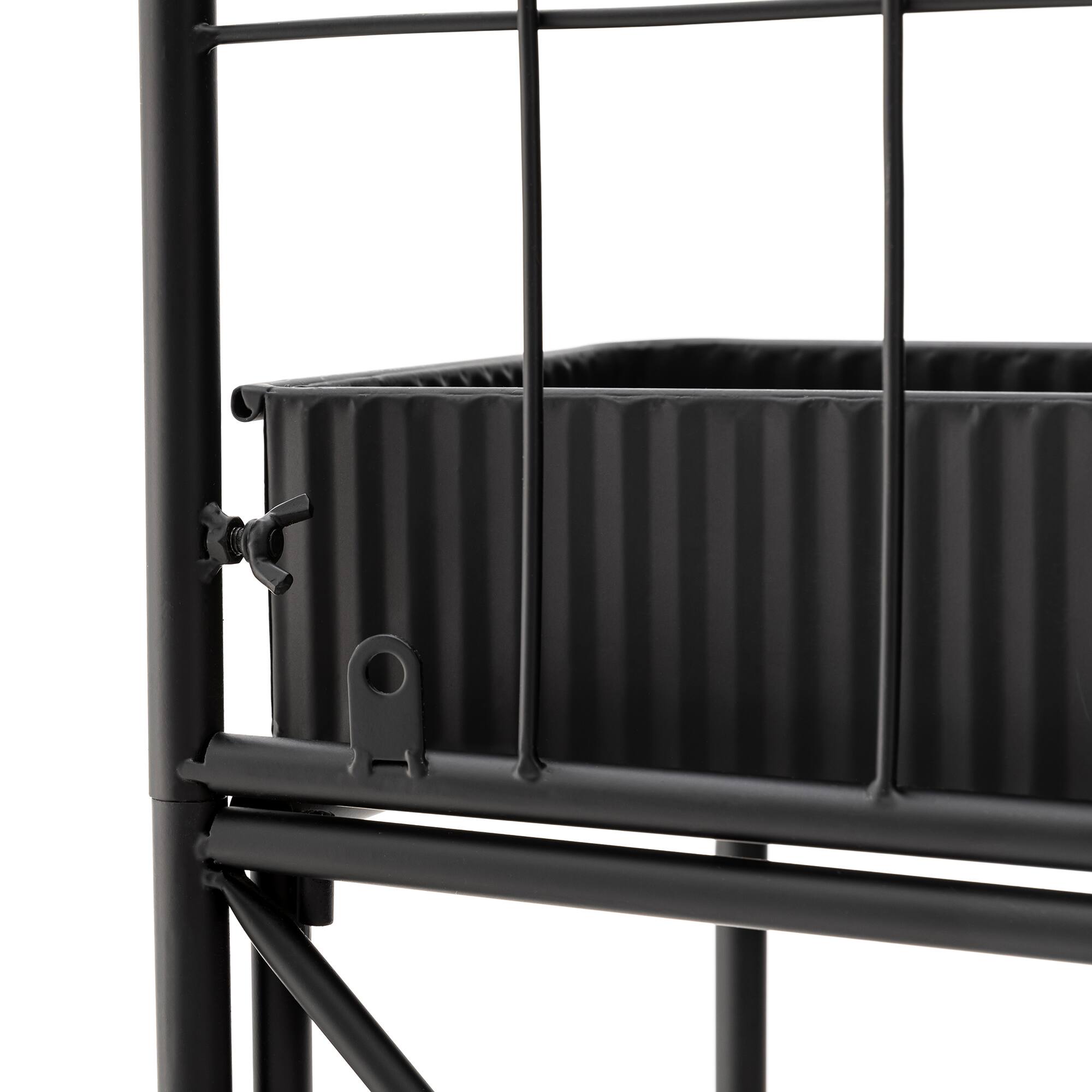 Glitzhome® 68" 3-Tier Black Metal Shelf Planter Stand