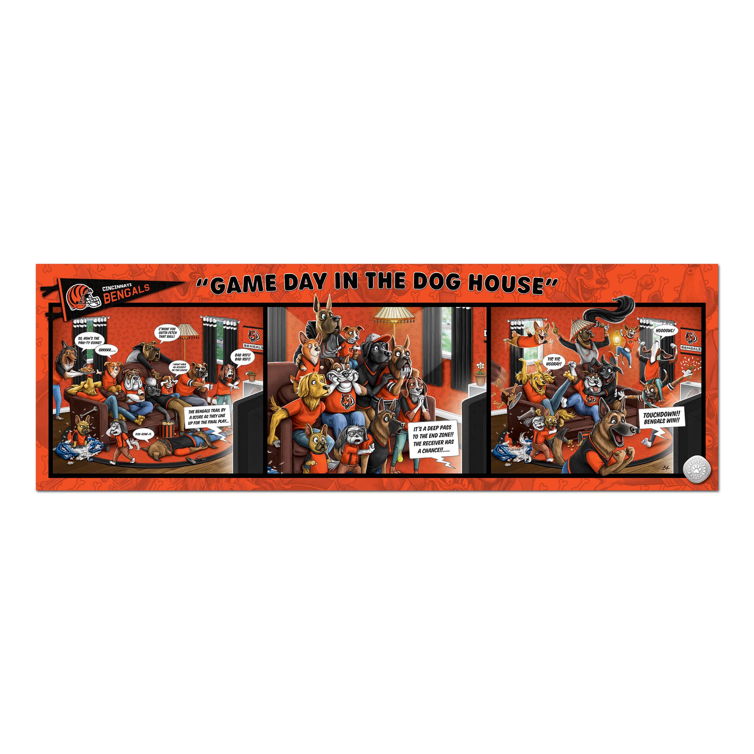 NFL Game Day in the Dog House 1,000 Piece Puzzle