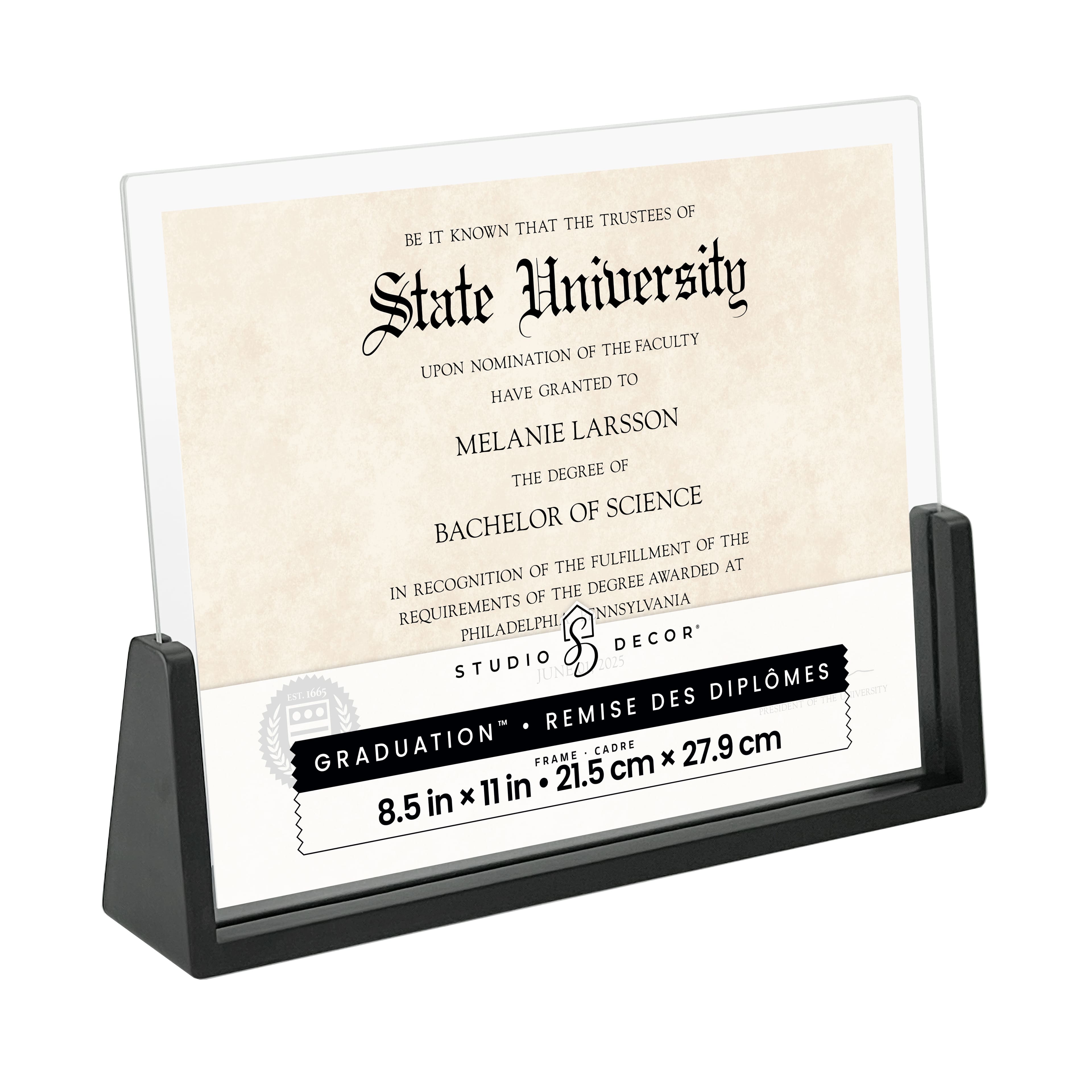 Graduation&#x2122; 8.5&#x22; x 11&#x22; Black Document Tabletop Float Frame by Studio D&#xE9;cor&#xAE;