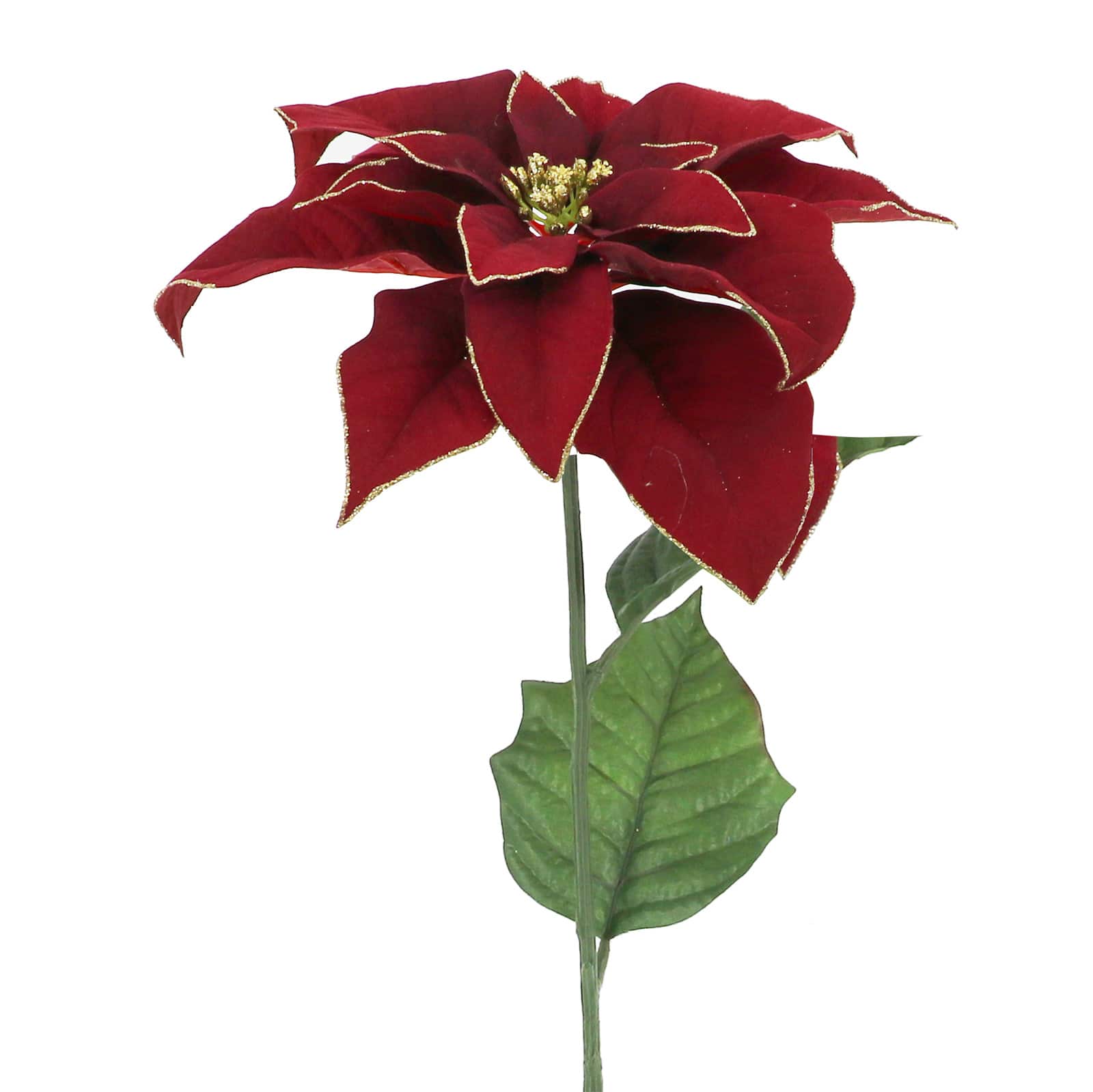 28&#x22; Burgundy with Gold Edges Poinsettia Stem by Ashland&#xAE;