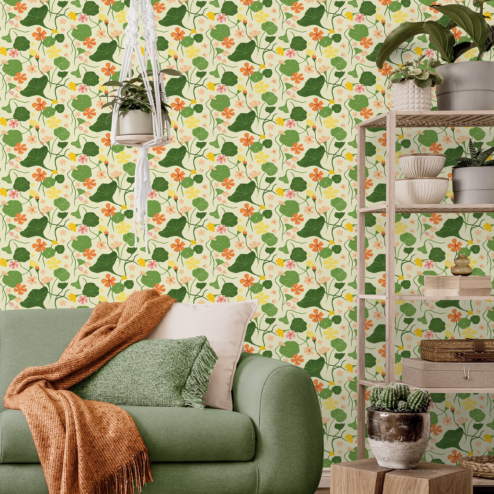 Elana Gabrielle Nasturtiums Floral Peel & Stick Wallpaper
