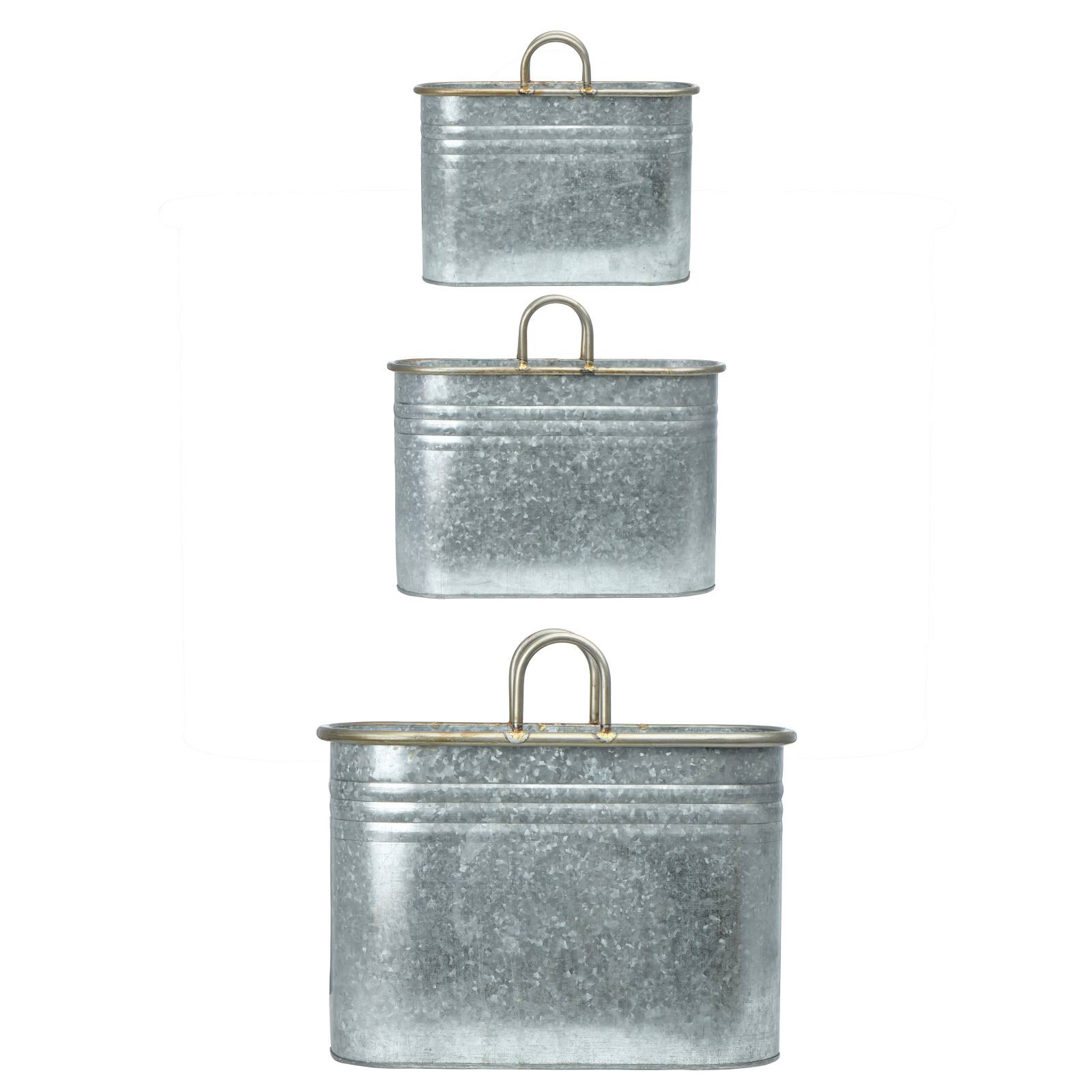 Silver Galvanized Metal Containers with Handles Set Michaels