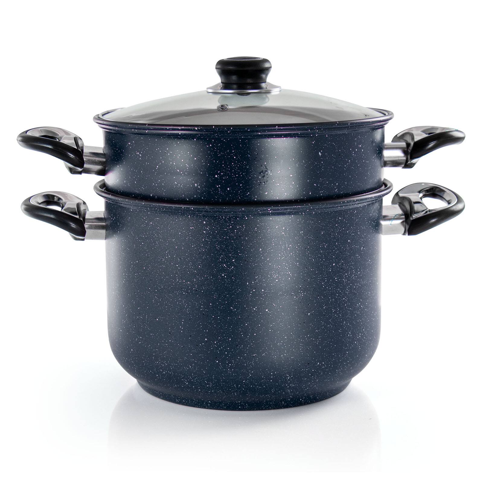 Gibson Home® Leighton 3-Piece 8.5qt. Black Nonstick Steel Pasta Pot with Steamer