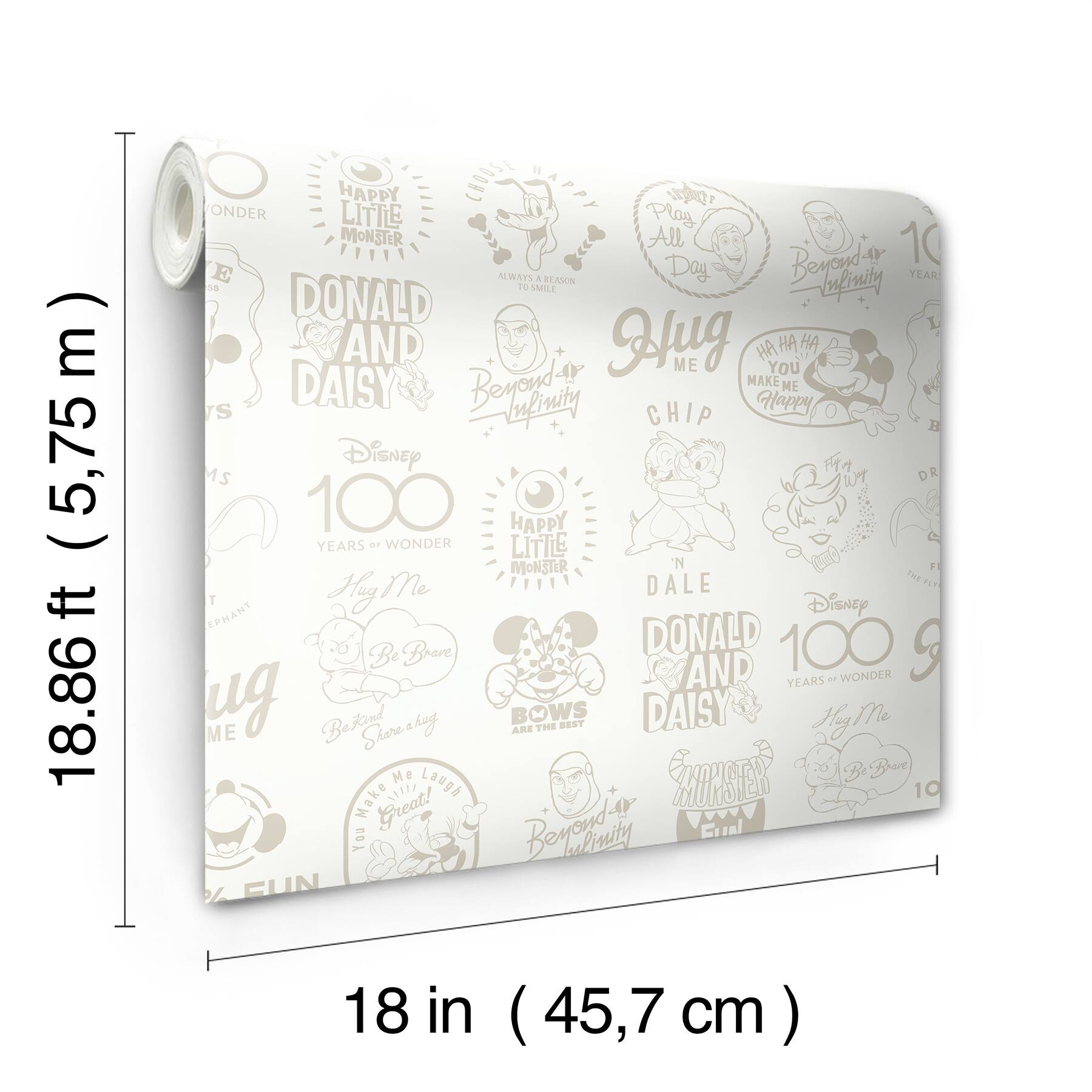 RoomMates Disney 100th Anniversary Icons Beige Peel &#x26; Stick Wallpaper