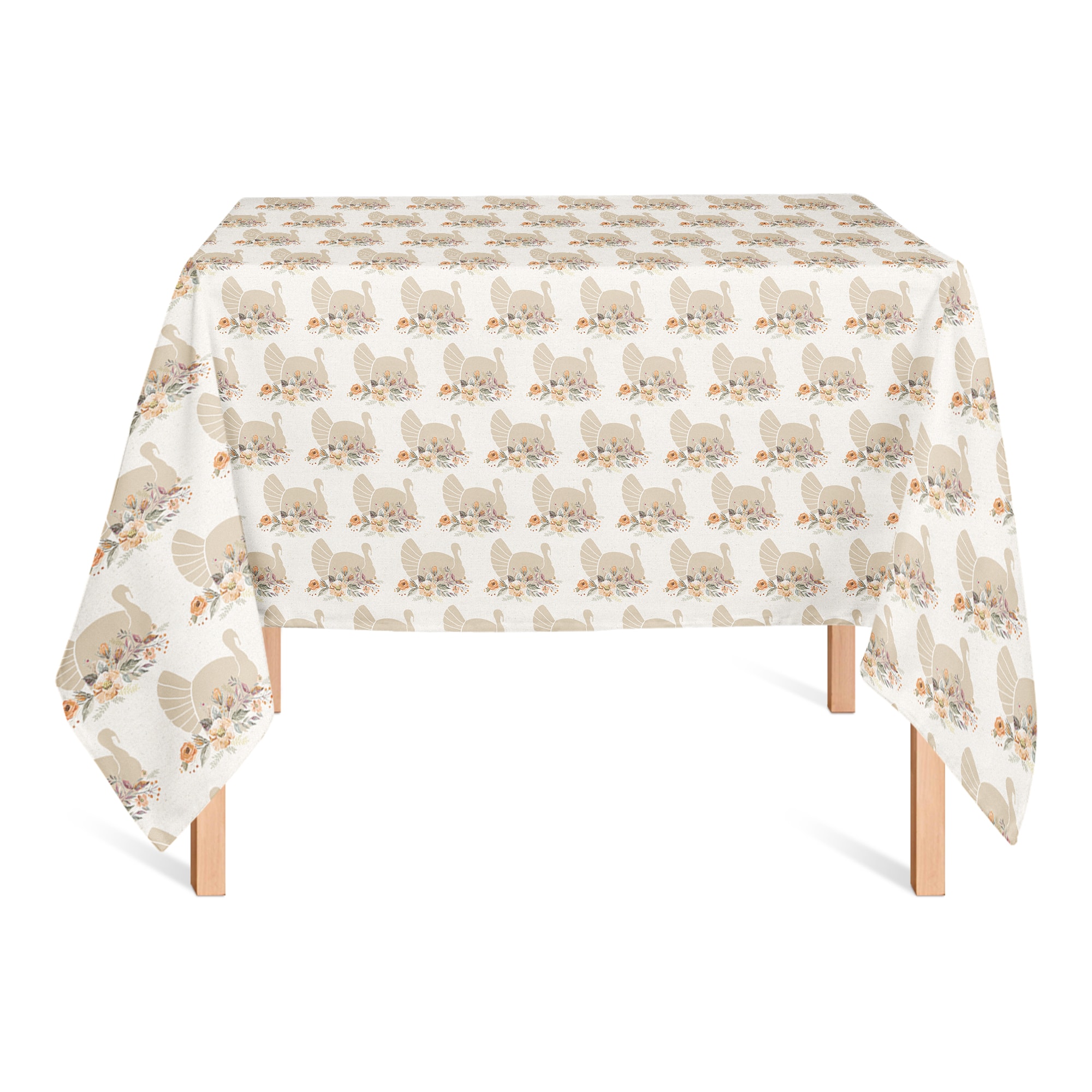 58" Neutral Turkey Pattern Tablecloth