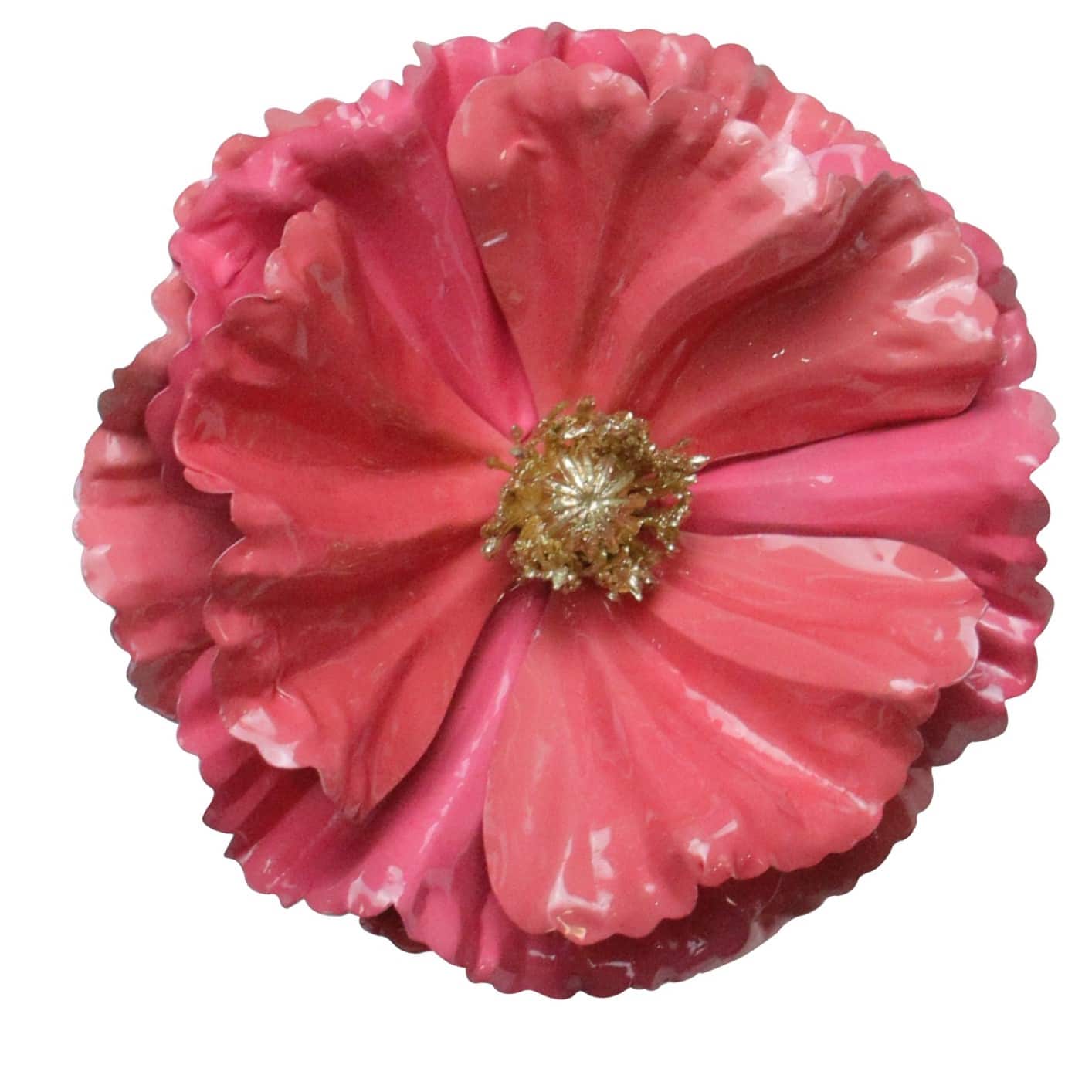 Shiny Poppy Flower Christmas Clip Ornament - 4.75" - Watermelon Pink