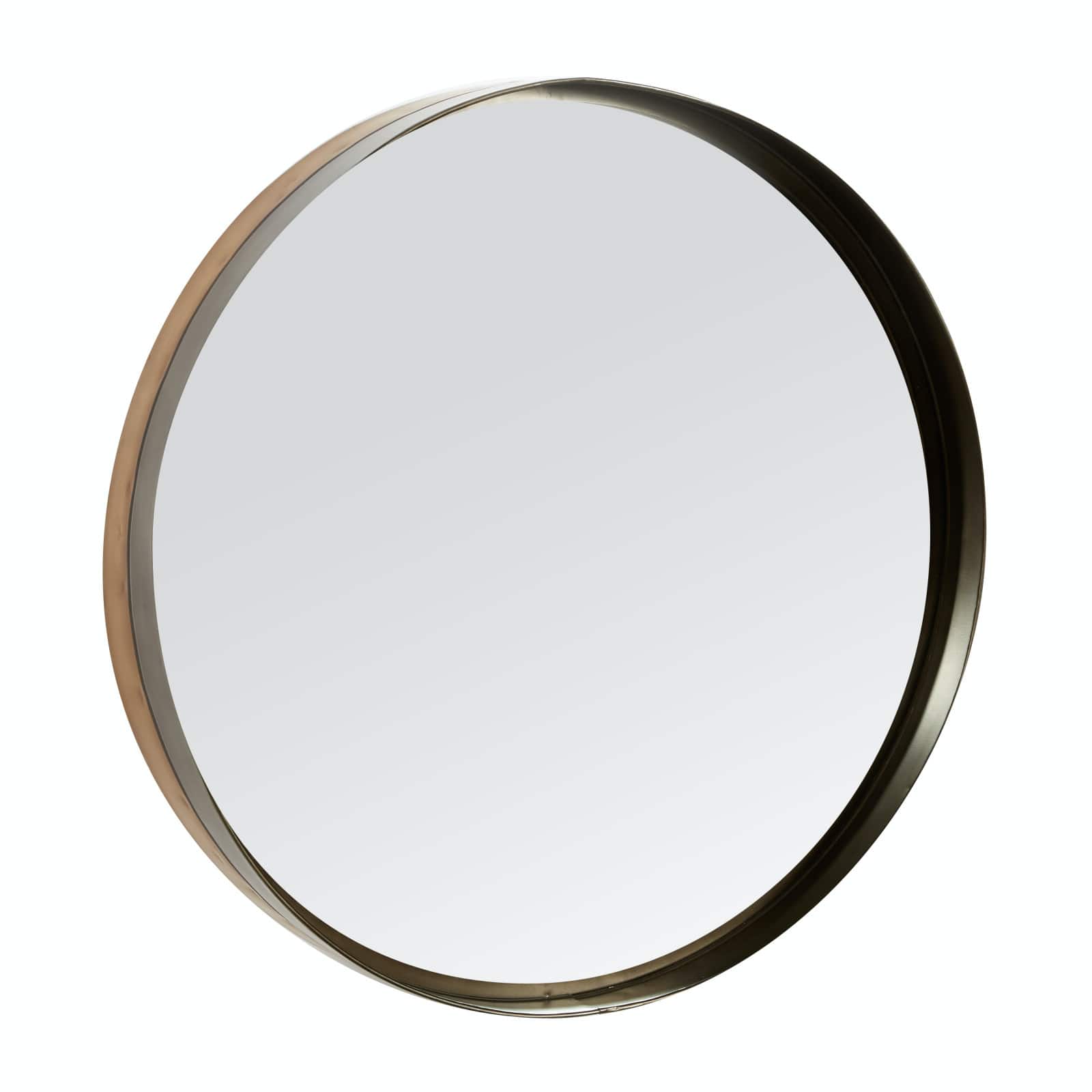 32&#x22; Black &#x26; Brown Metal Modern Wall Mirror