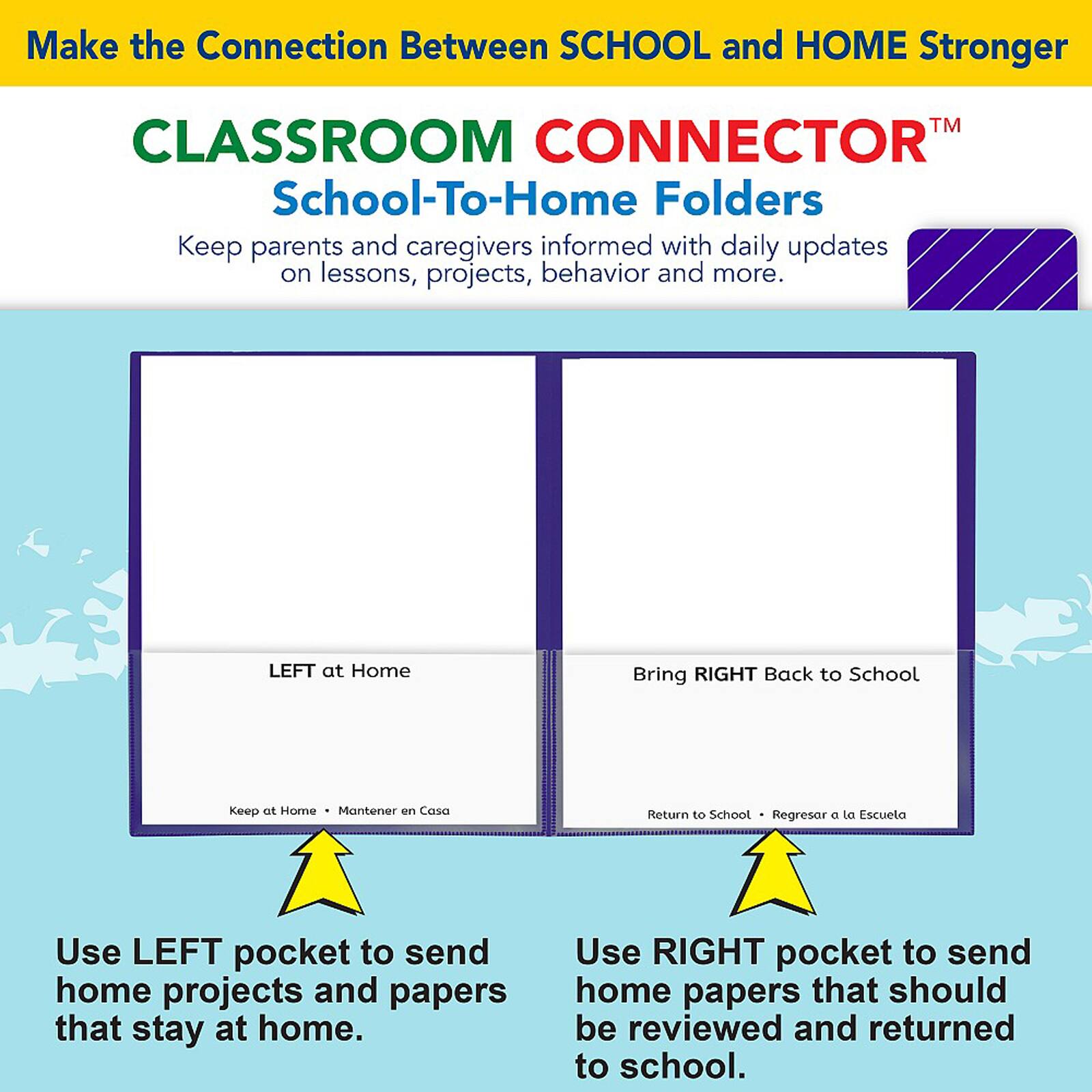 C-Line® Classroom Connector™ Purple School-To-Home Folders, 25ct.