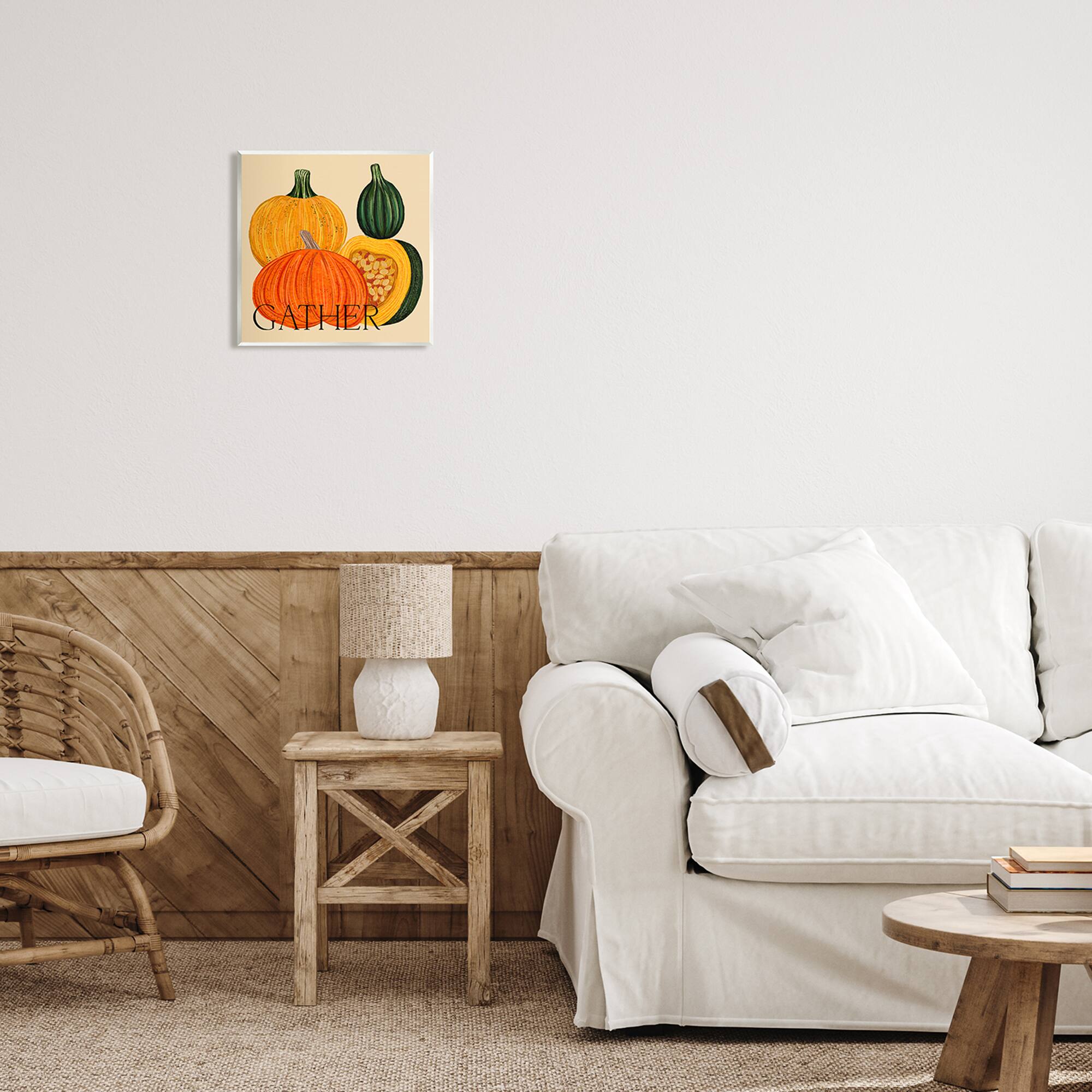 Stupell Industries Gather Autumn Harvest Gourds Wall Plaque Art