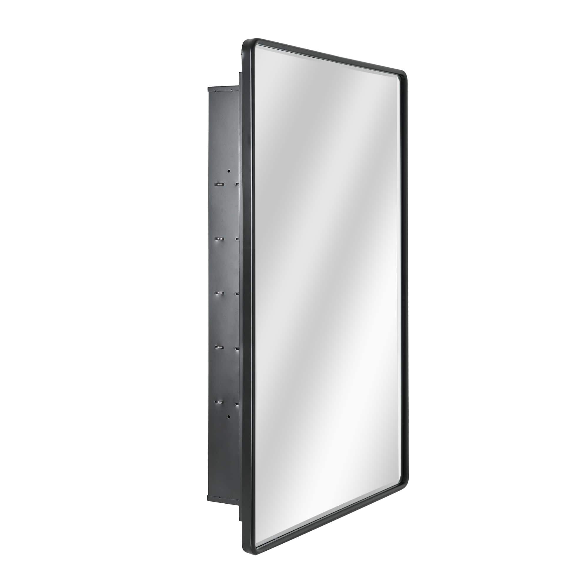 Head West Black Metal Medicine Cabinet with Beveled Mirror
