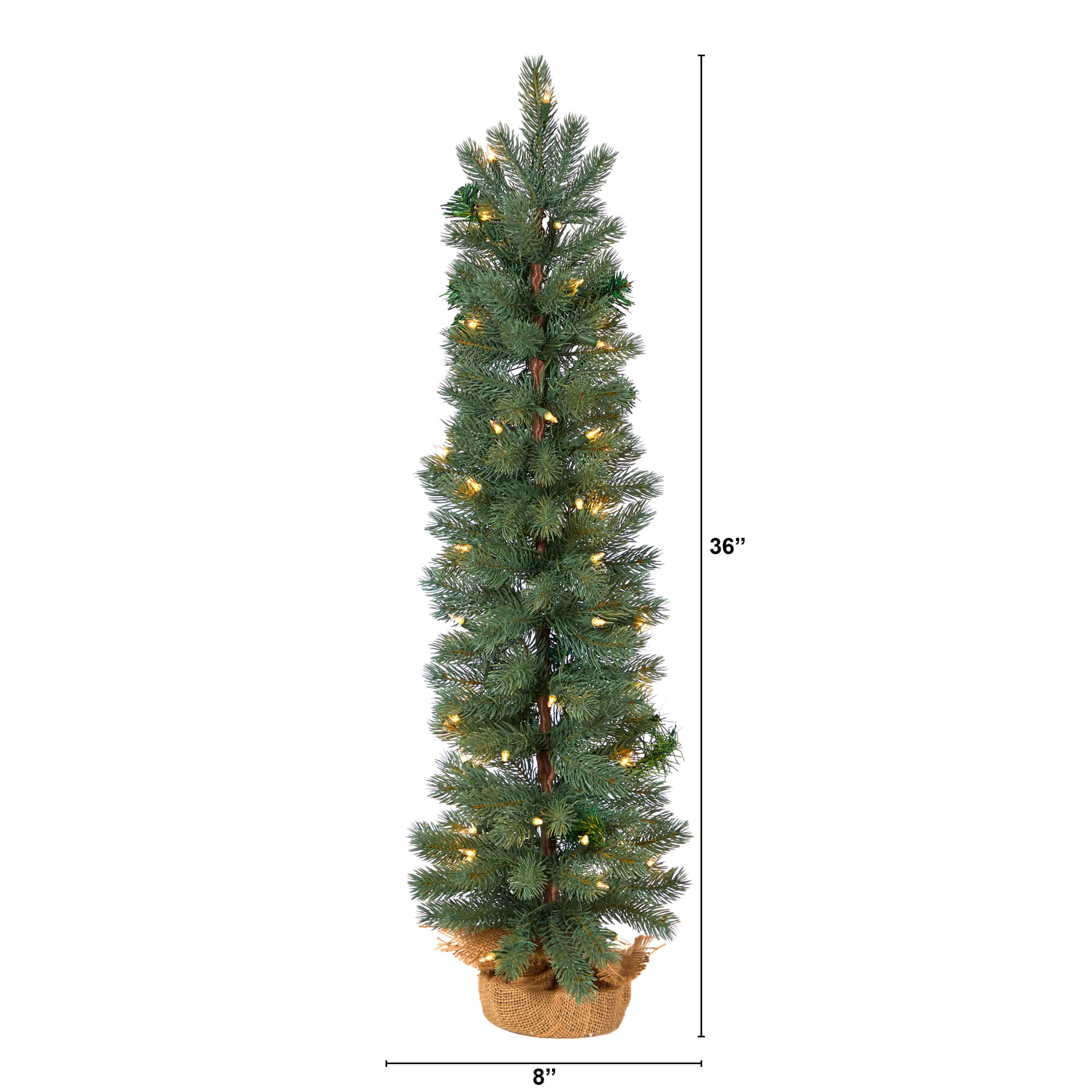 3ft. Pre-Lit Green Pine Artificial Christmas Tree with Burlap Base, Warm White Lights