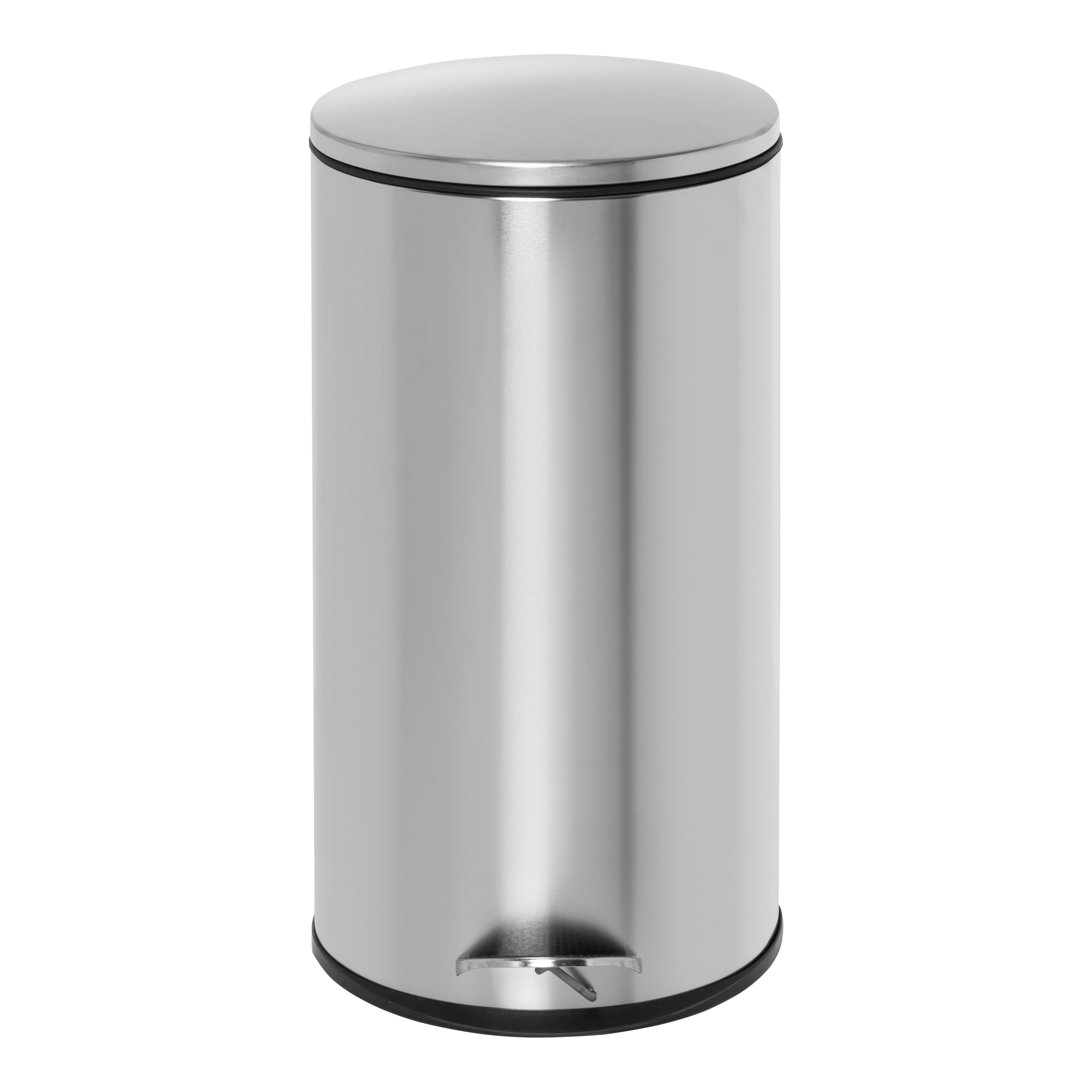 30L Semi-Round Stainless Steel Step Trash Can With Lid