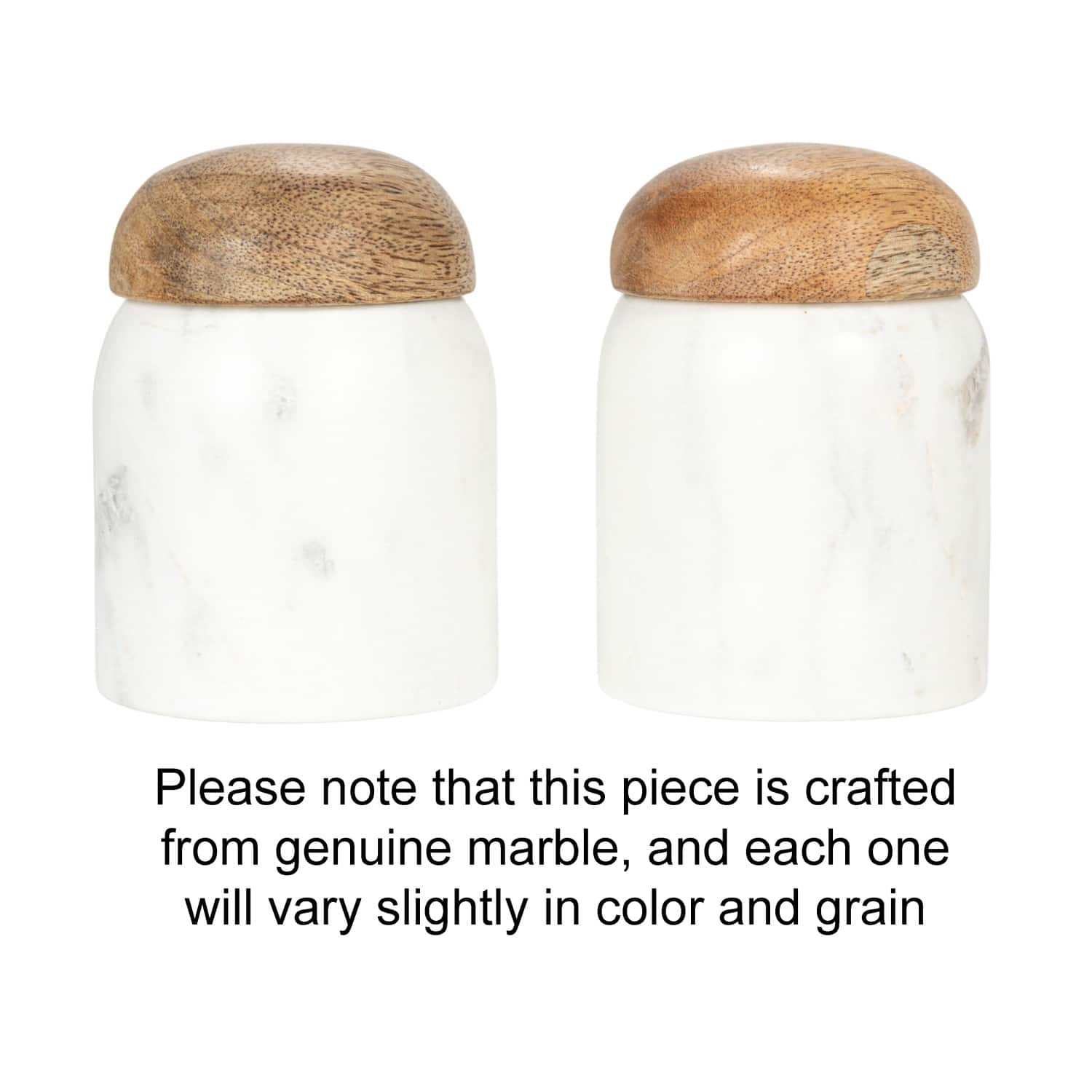 3.25&#x22; White Marble &#x26; Mango Wood Pinch Pot with Lid