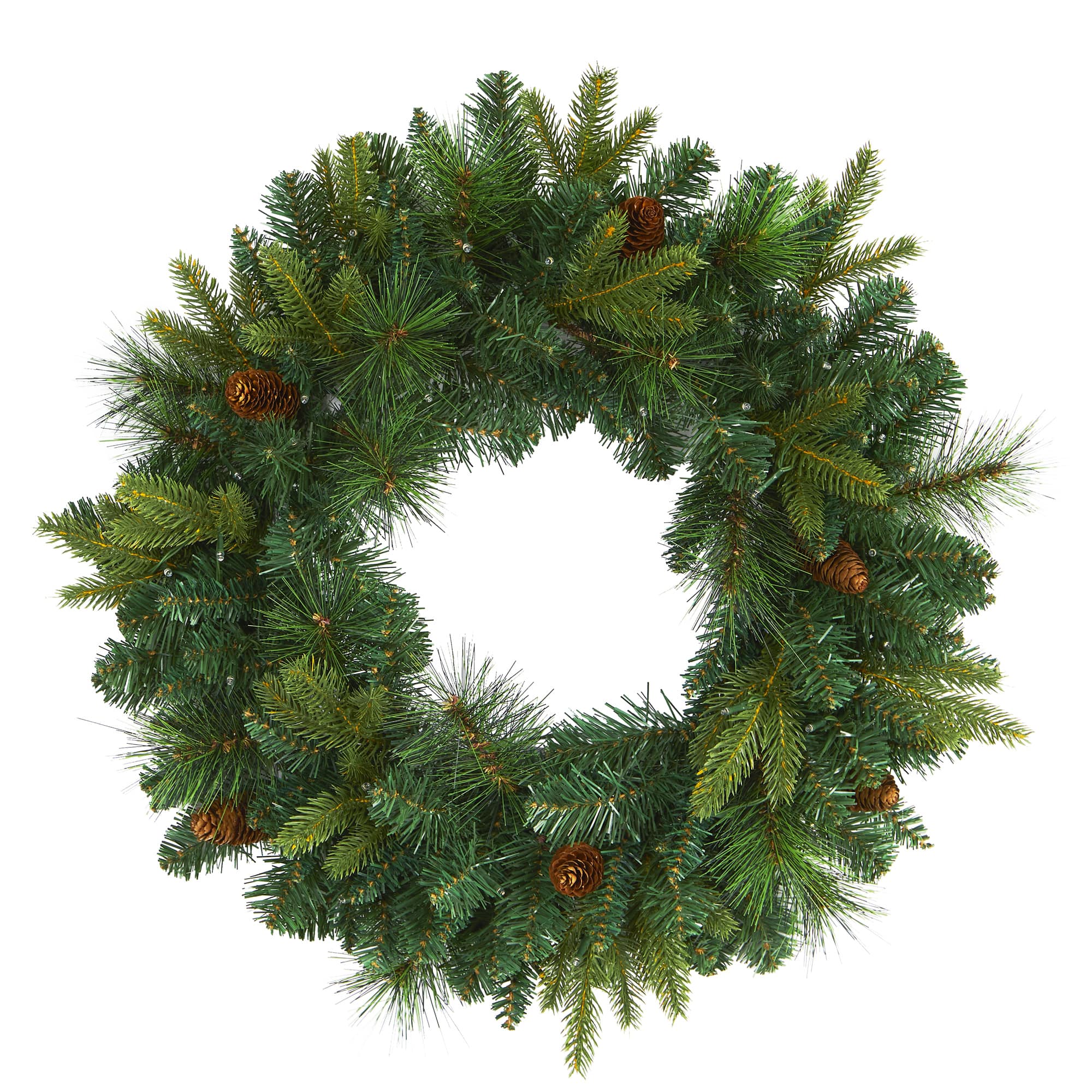 24" LED Mixed Pine Artificial Christmas Wreath