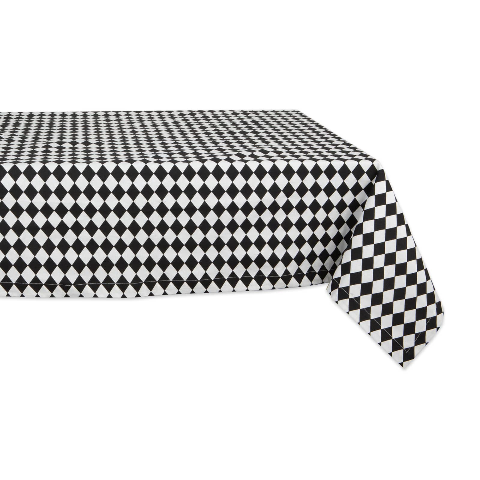 Black and Cream Harlequin Print Tablecloth 60" x 120"