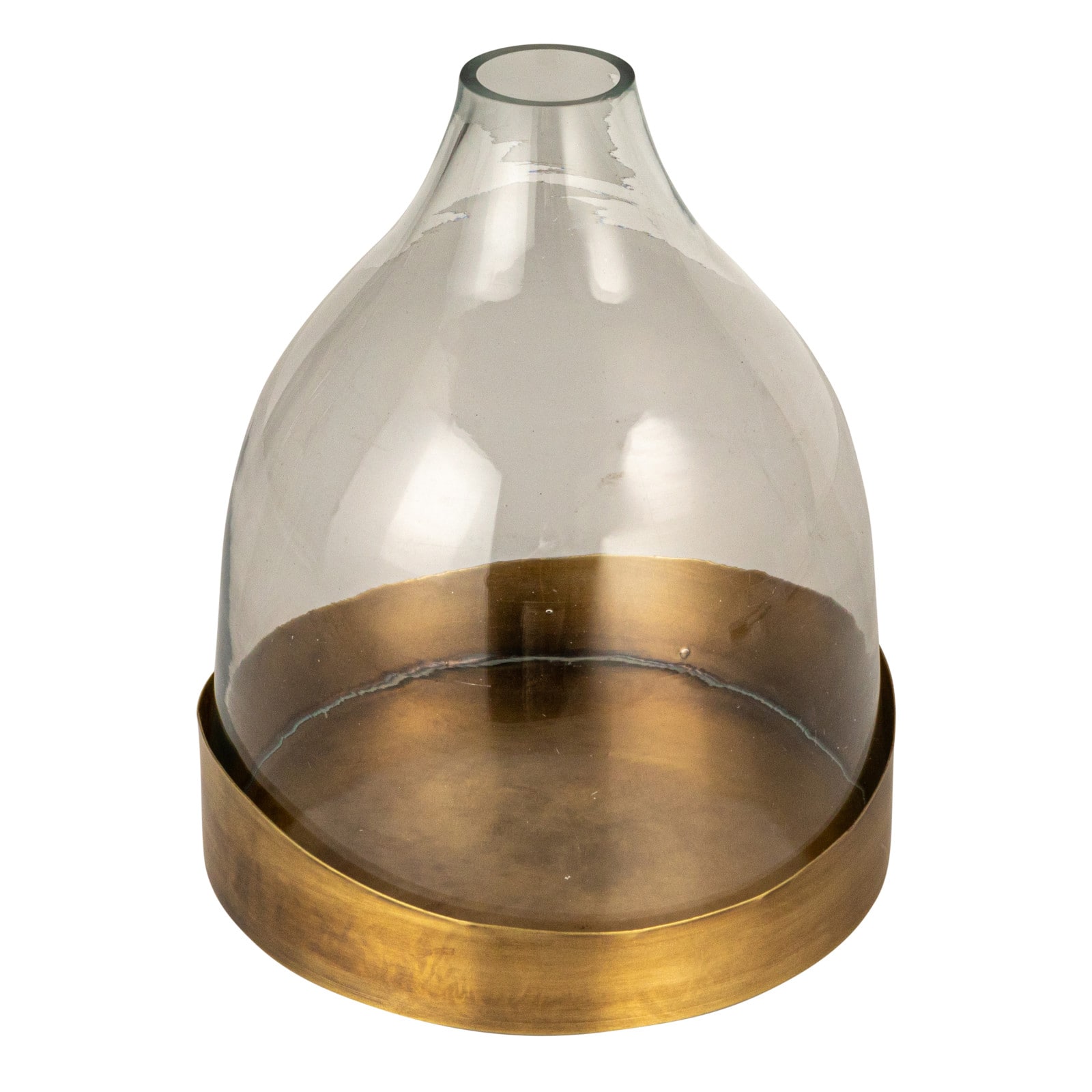 Hello Honey&#xAE; 10&#x22; Clear &#x26; Antique Sophisticated Glass Cloche with Metal Tray