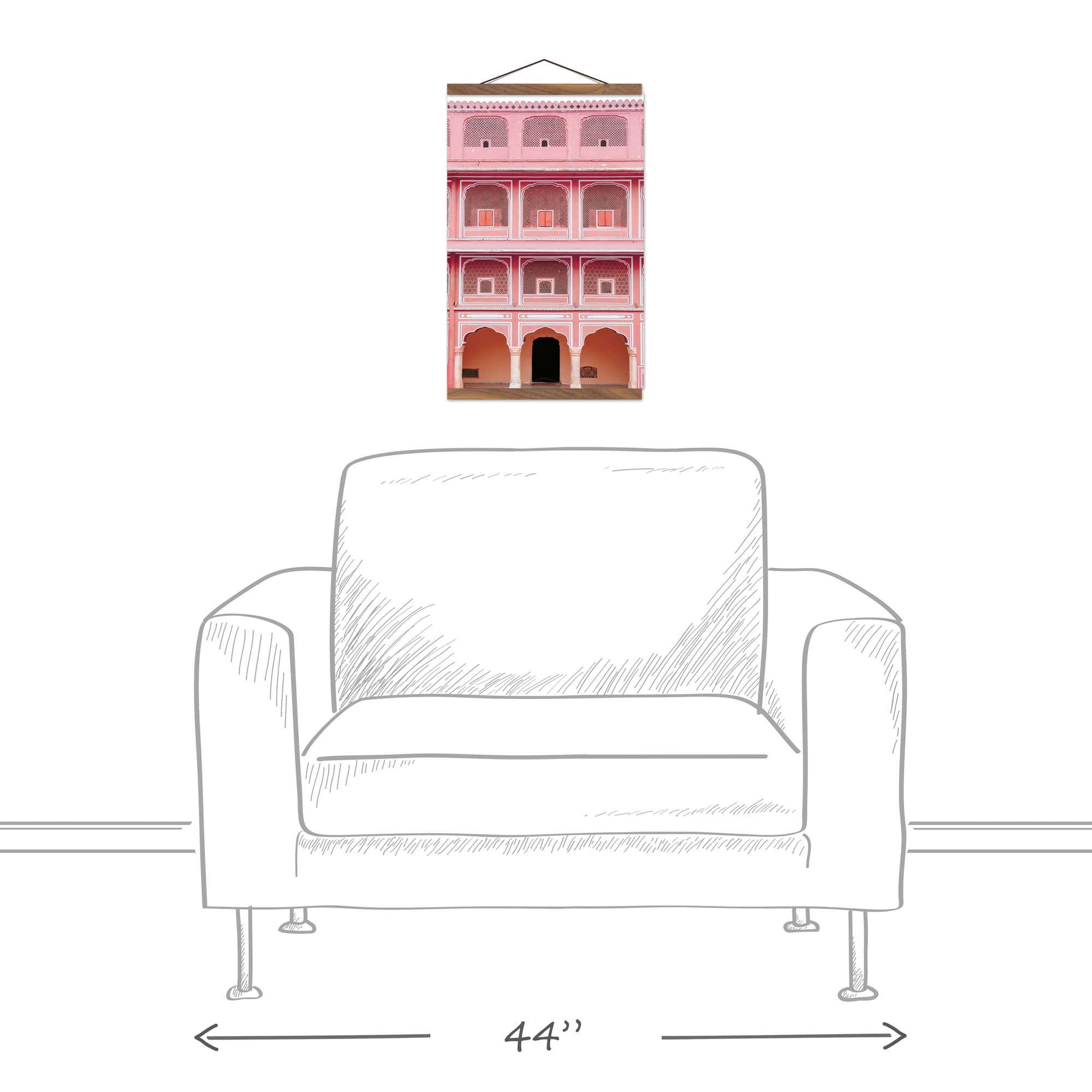 Pink Ornate Build Front Teak Hanging Canvas