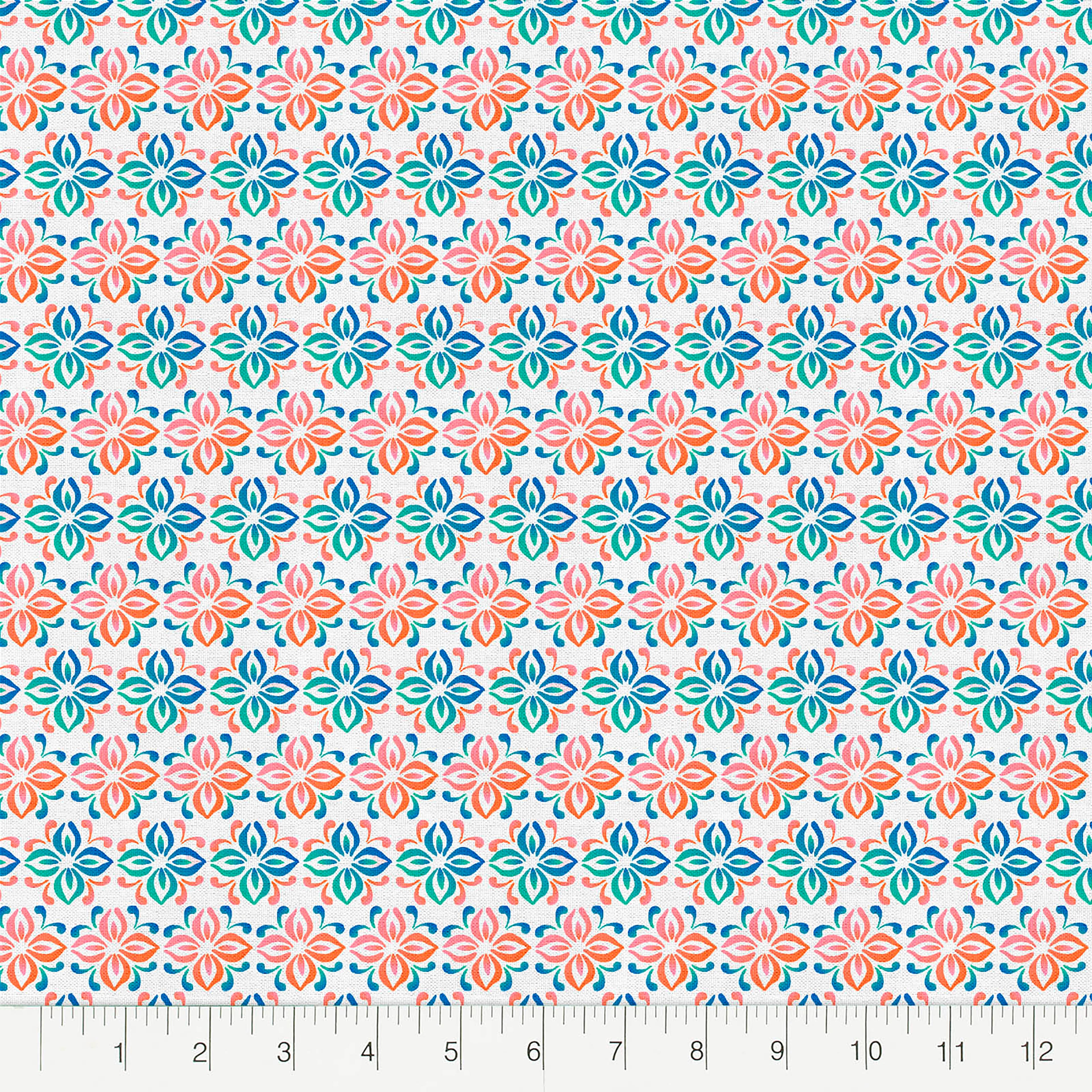 Fabric Editions White Belle Geometric Cotton Fabric