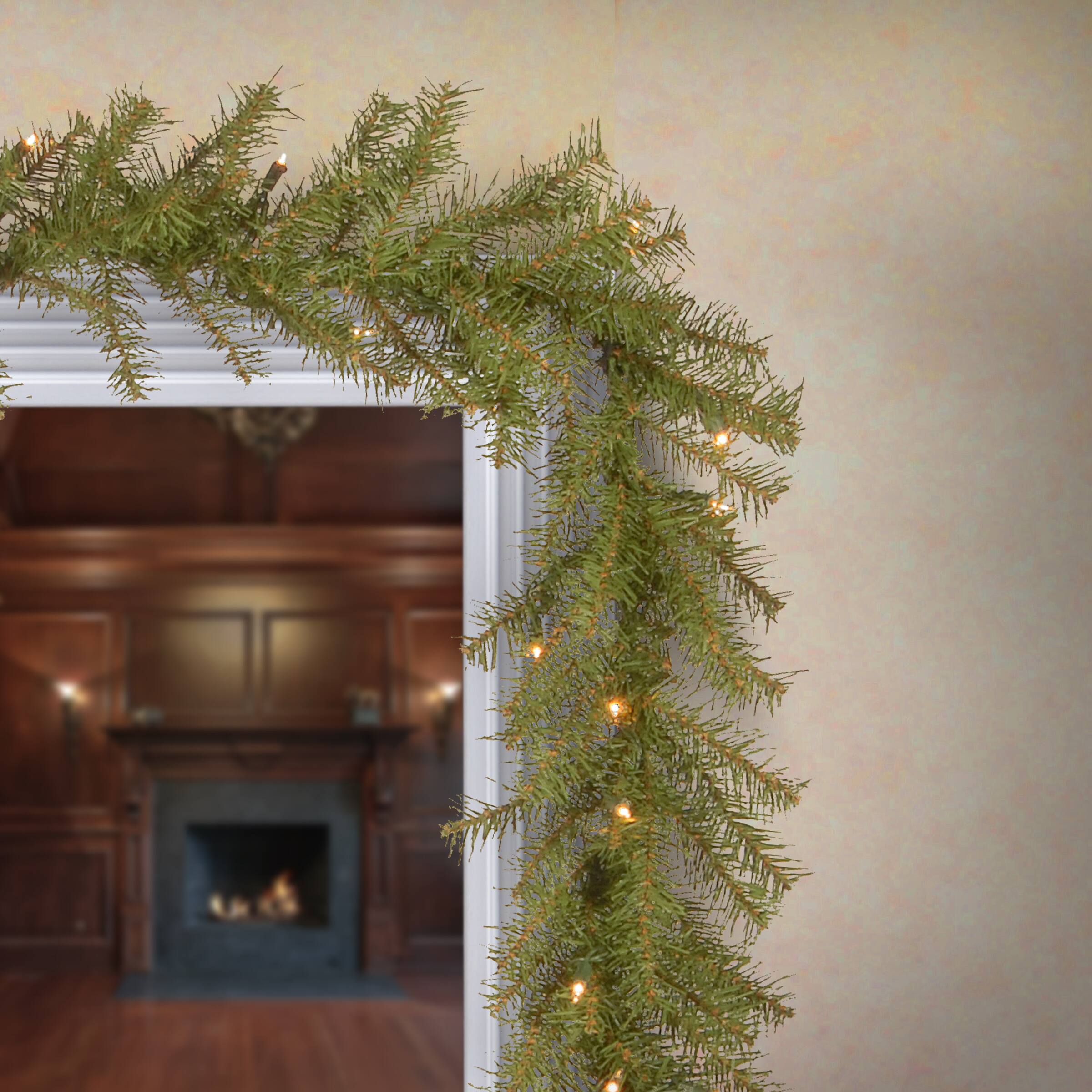 9ft. Pre-Lit Norwood Fir Garland, Clear Lights