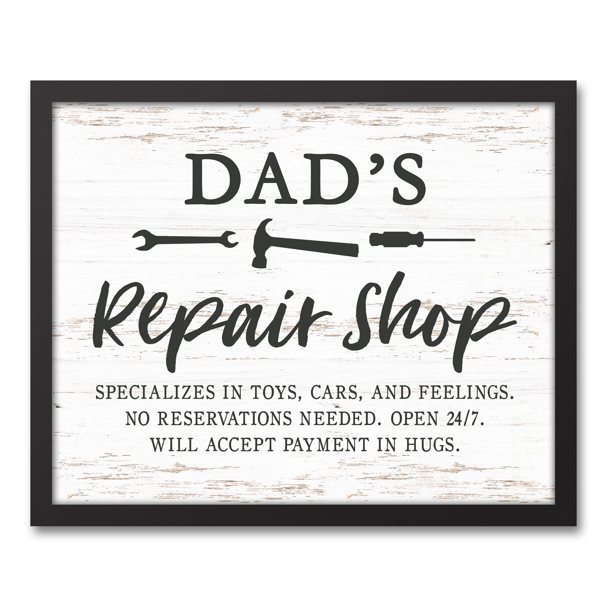 Dads Repair Shop Black Framed Canvas