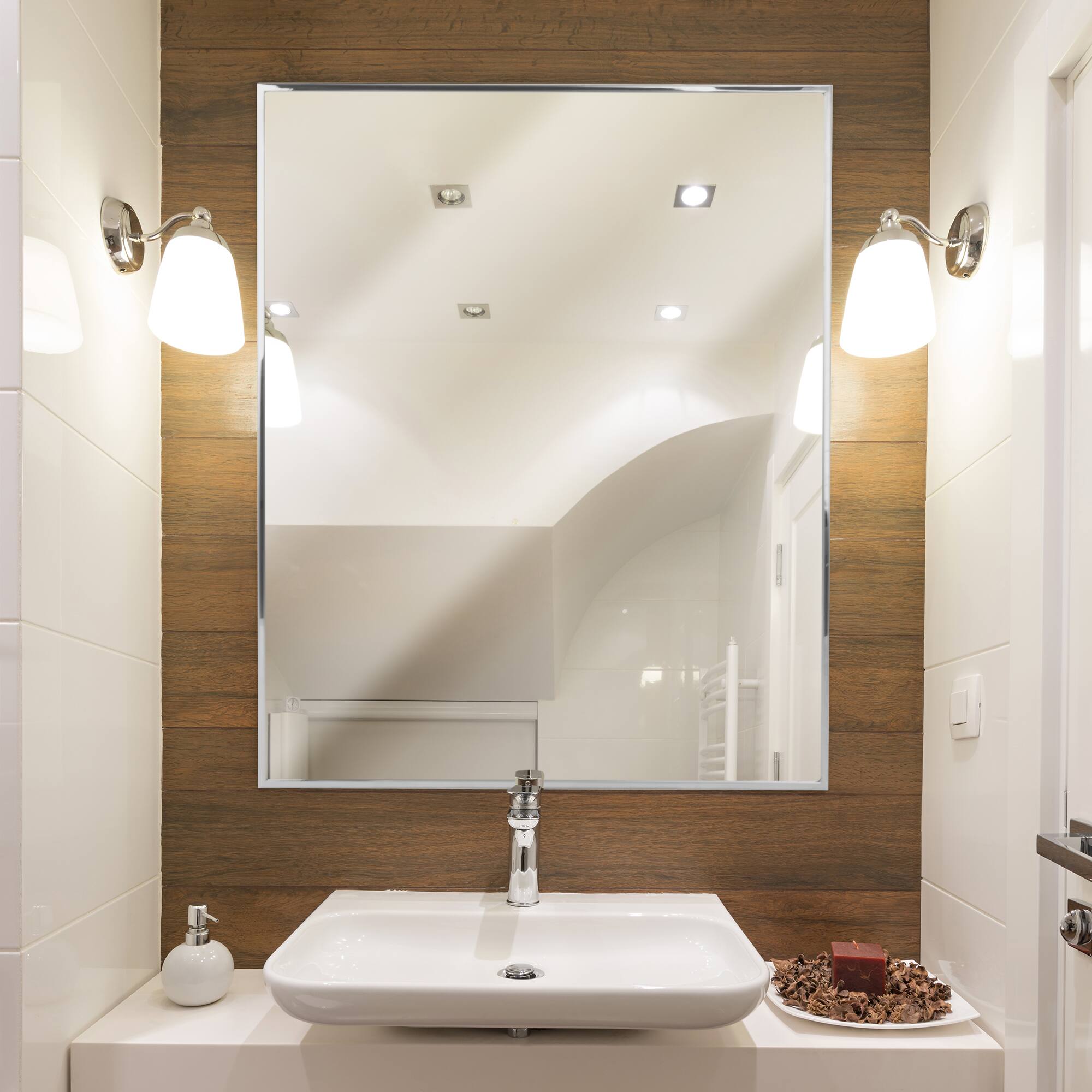 Head West® Glossy Chrome Float Rectangular Wall Mirror