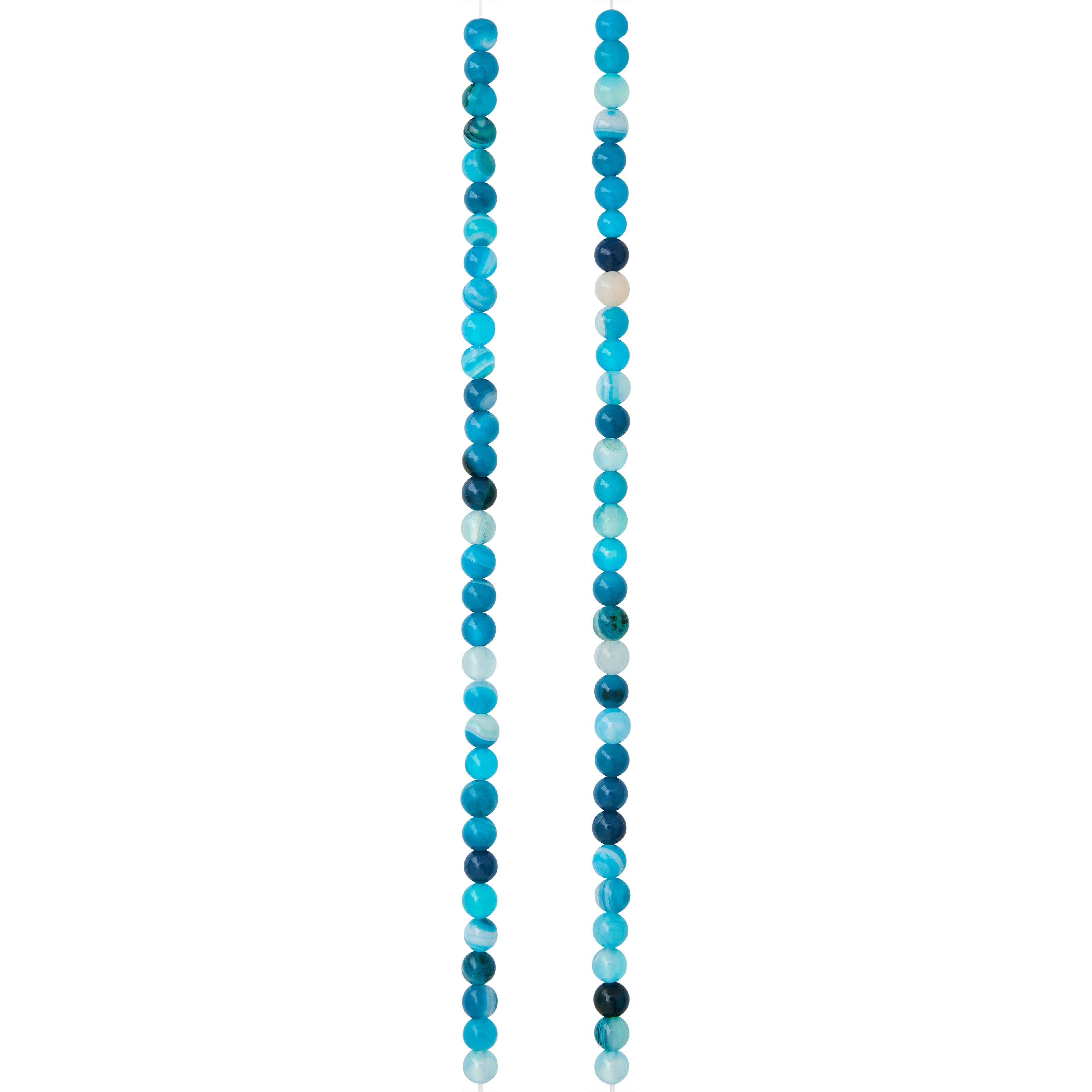 Perles rondes en agate striée bleue de Bead Landing, 4 mm