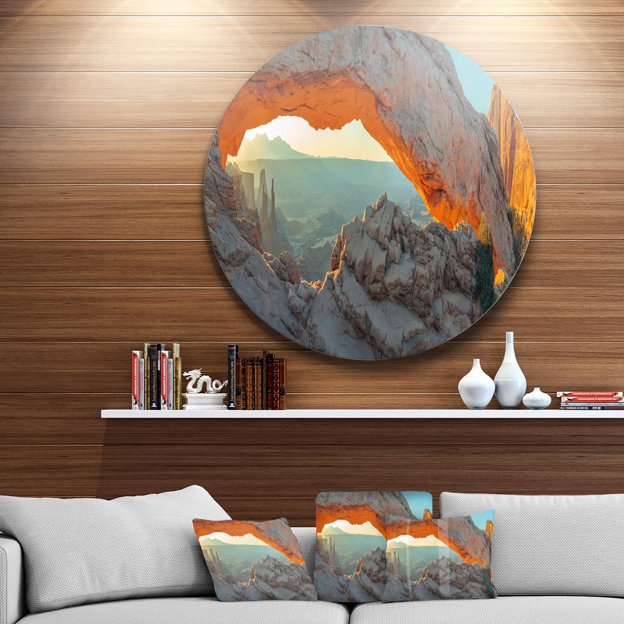 Designart - Mesa Arch Canyon lands Utah Park&#x27; Landscape Metal Circle Wall Art