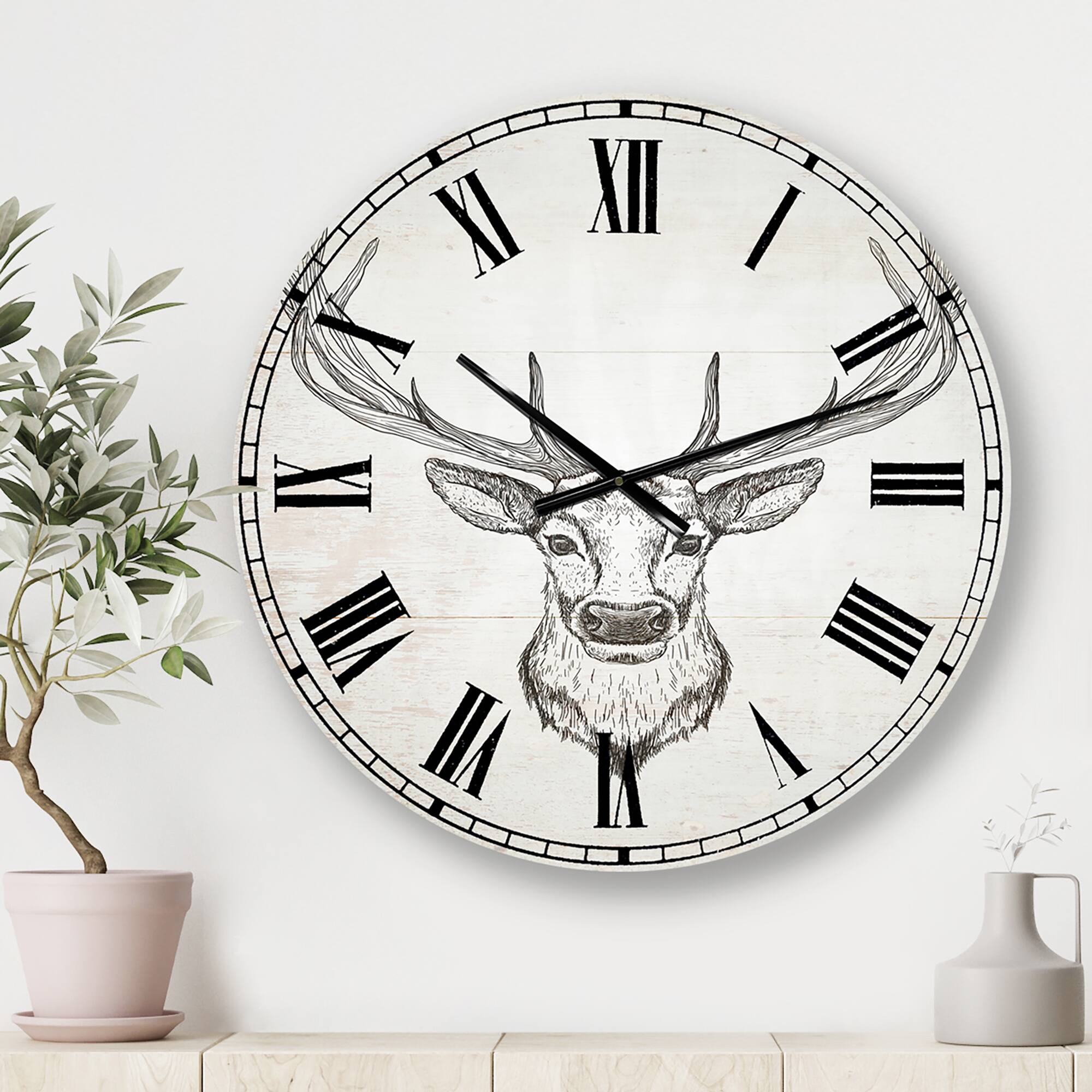 Designart Deer Wild & Beautiful II Traditional Wall Clock