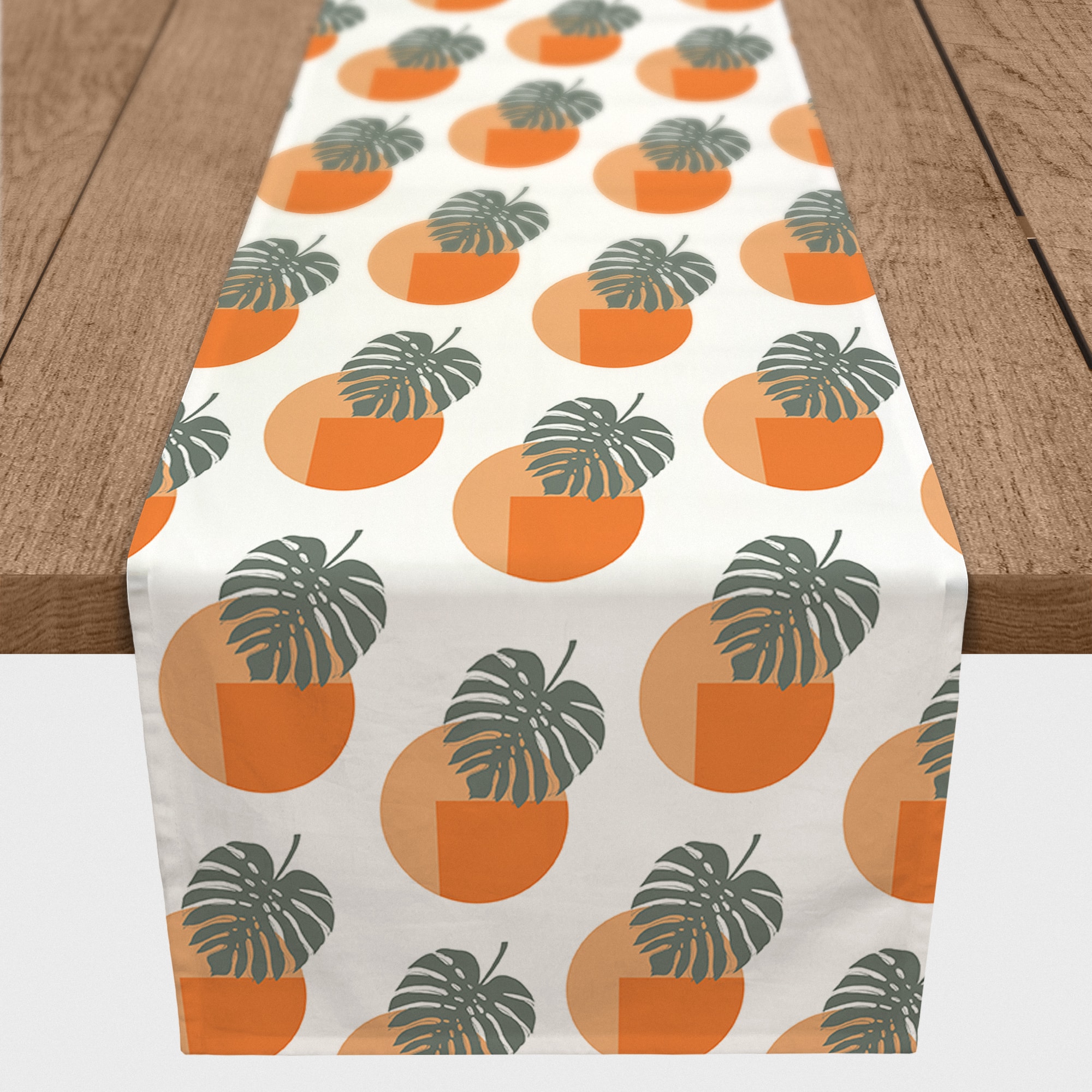 Sun and Palm Leafs 16" x 90" Cotton Twill Runner