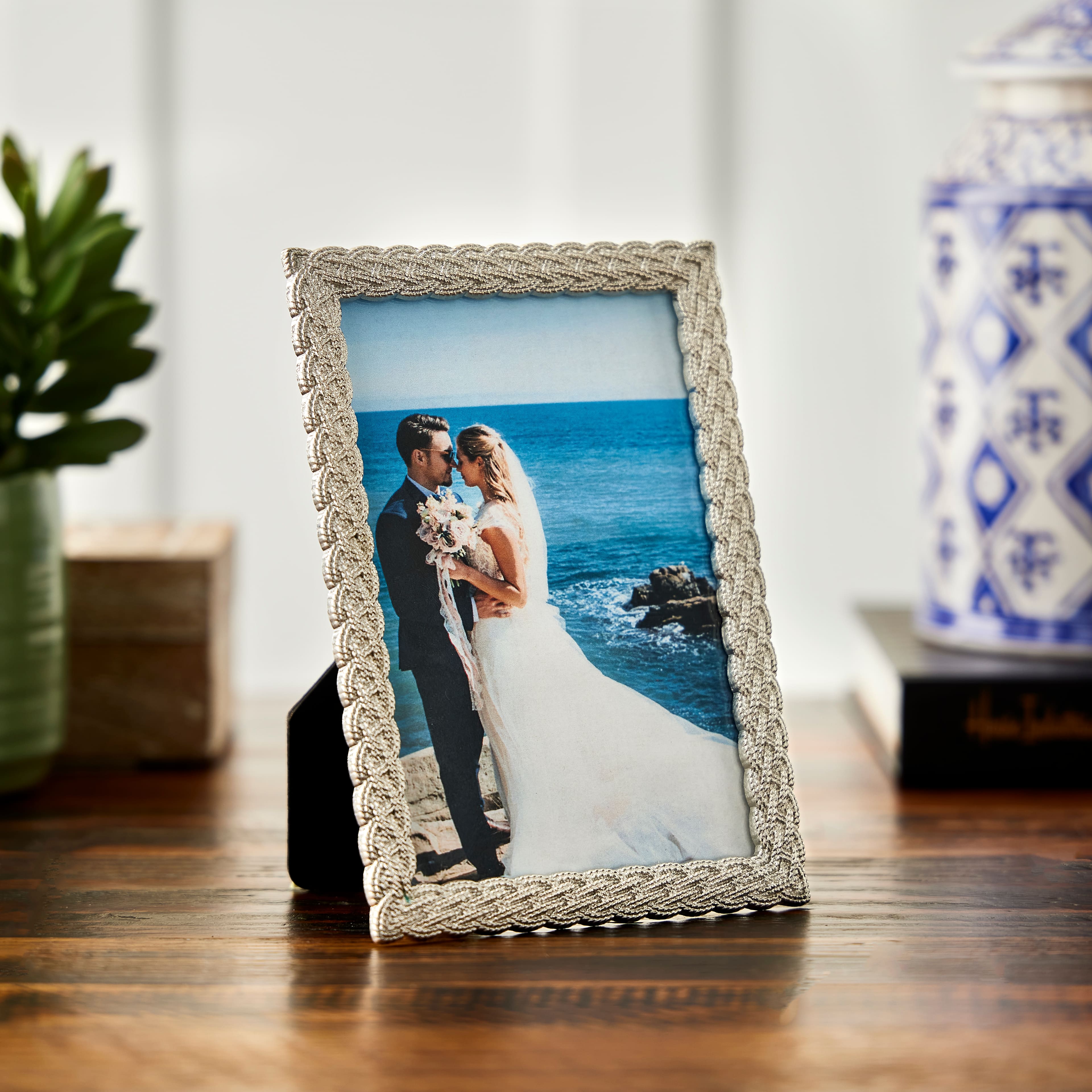 Expressions™ 4" x 6" Silver Braid Frame by Studio Décor®
