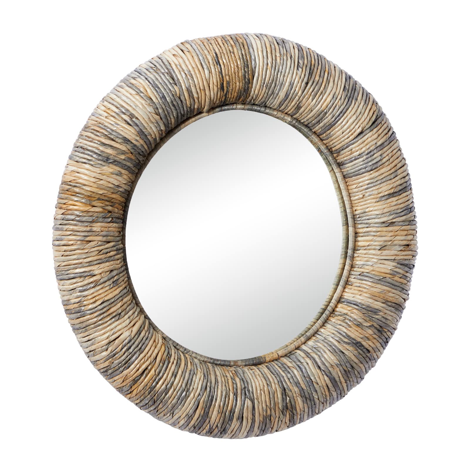 35&#x22; Gray Temper Border Coastal Style Round Wall Mirror