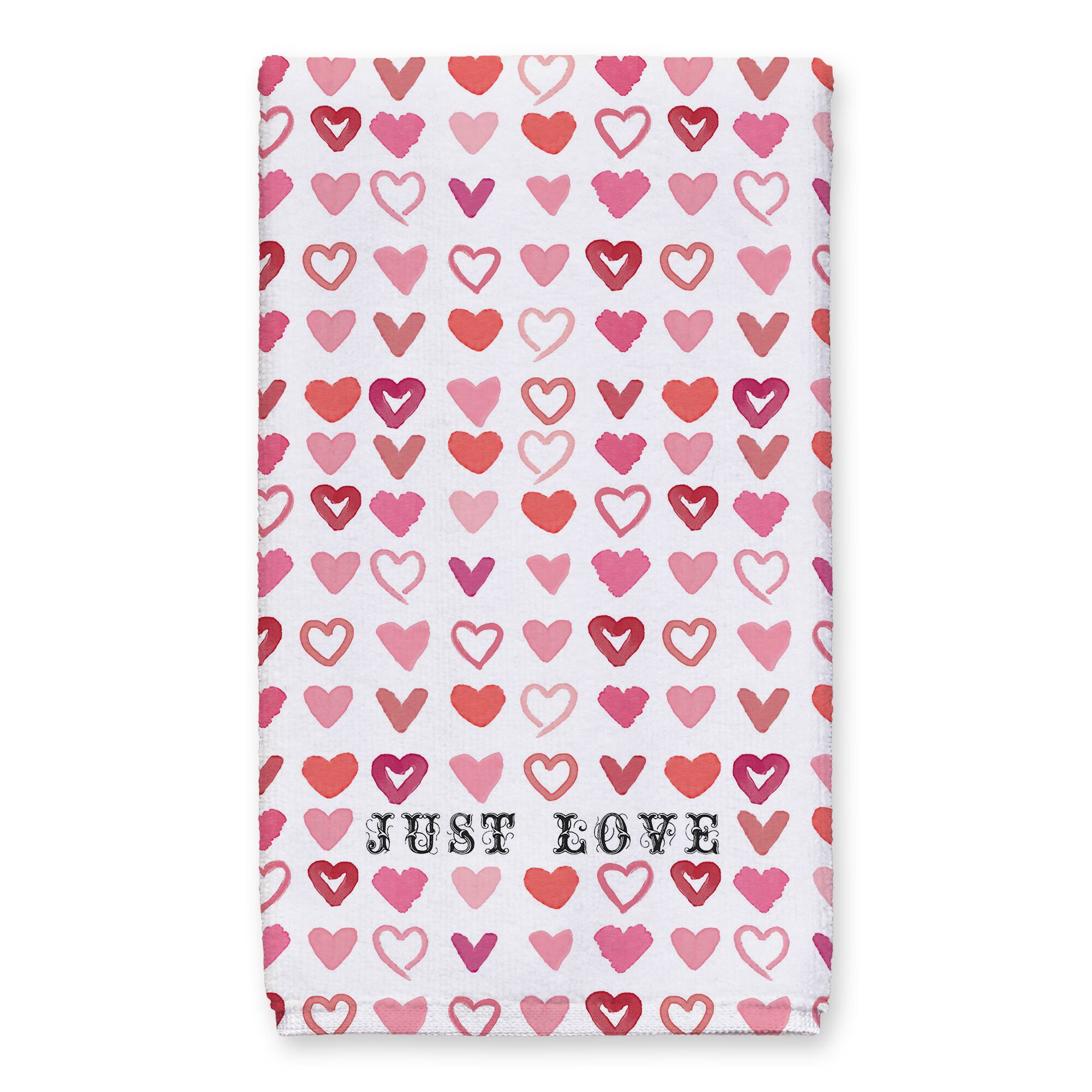 Just Love Hearts 16" x 25" Tea Towel - Set of 2
