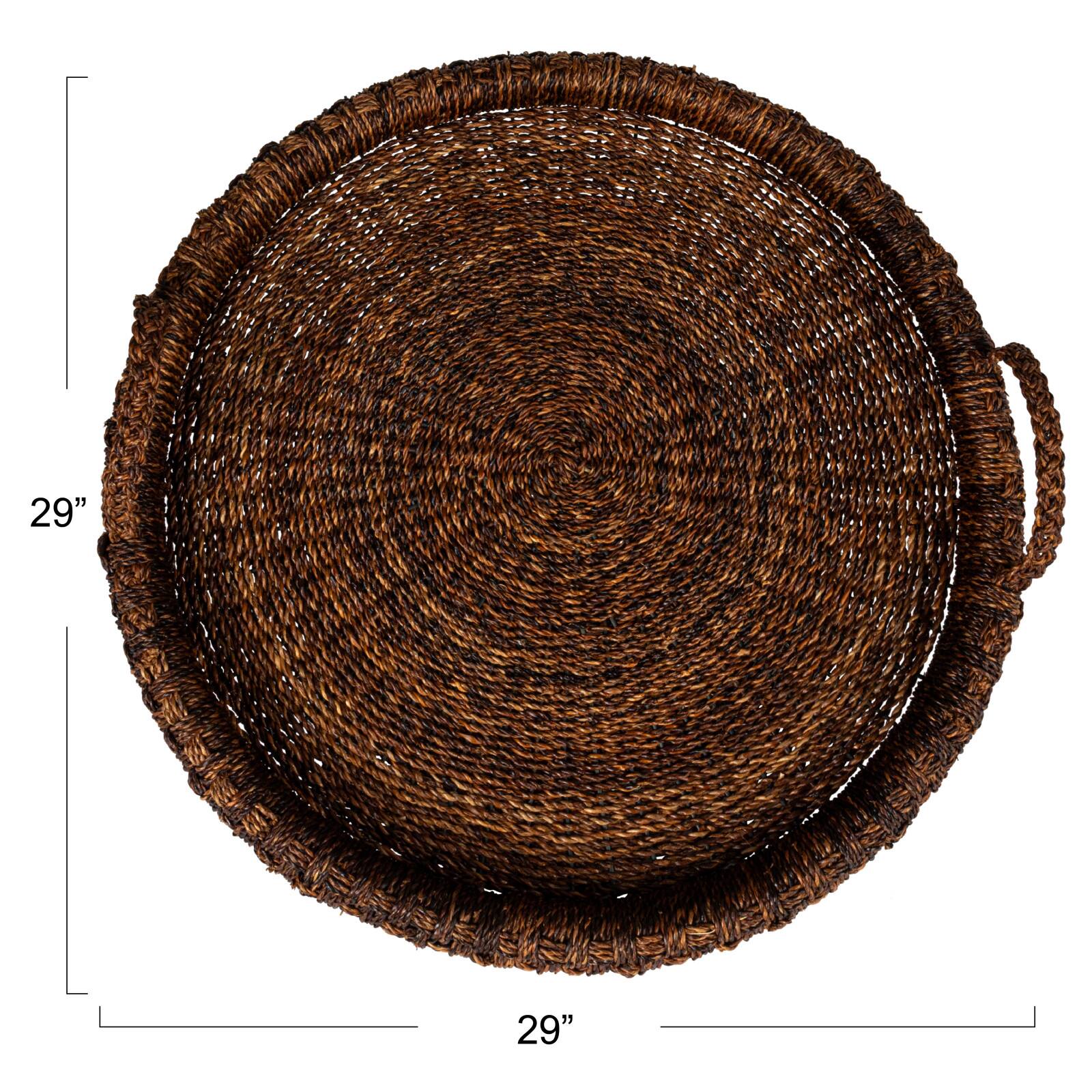 Hello Honey&#xAE; 29&#x22; Dark Brown Artisanal Bankuan Braided Tray with Handles