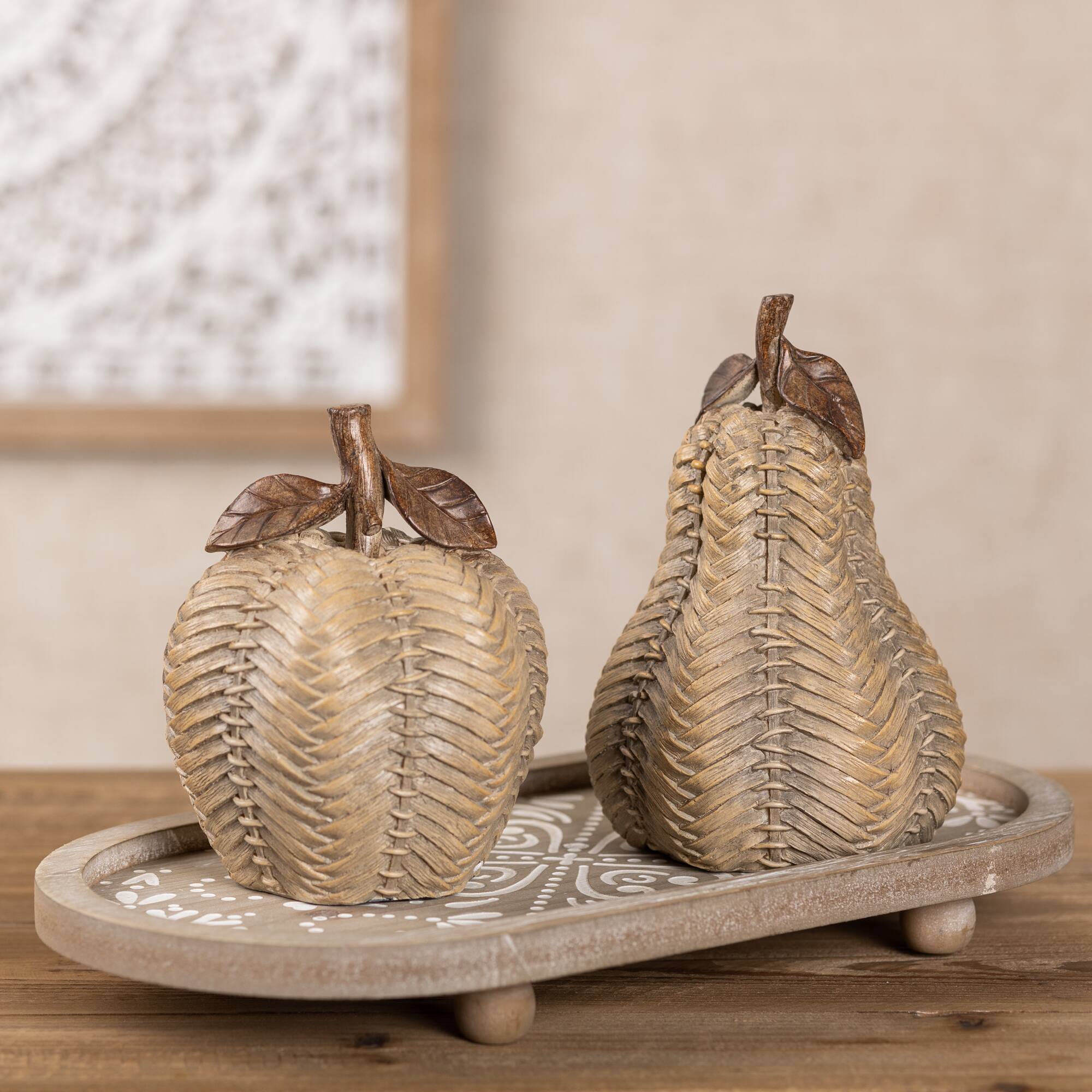 Wicker Apple &#x26; Pear D&#xE9;cor Set